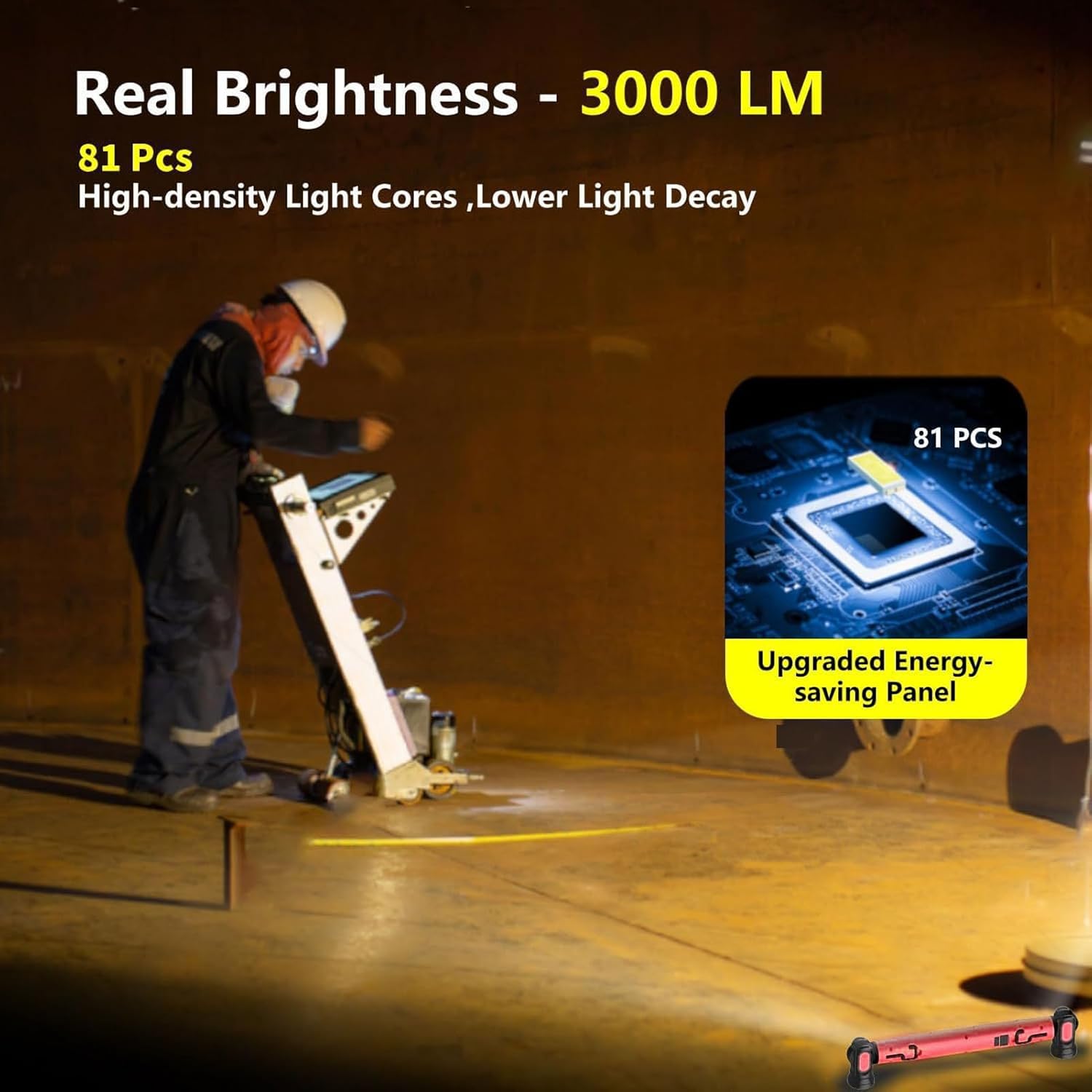 Luocute Magnet LED Work Light, 3000LM, 5200mAh Rechargeable Battery, Infrared Sensor, with Strong Magnets and Rotatable Hooks, for Car Repair Garage Emergency Workshop