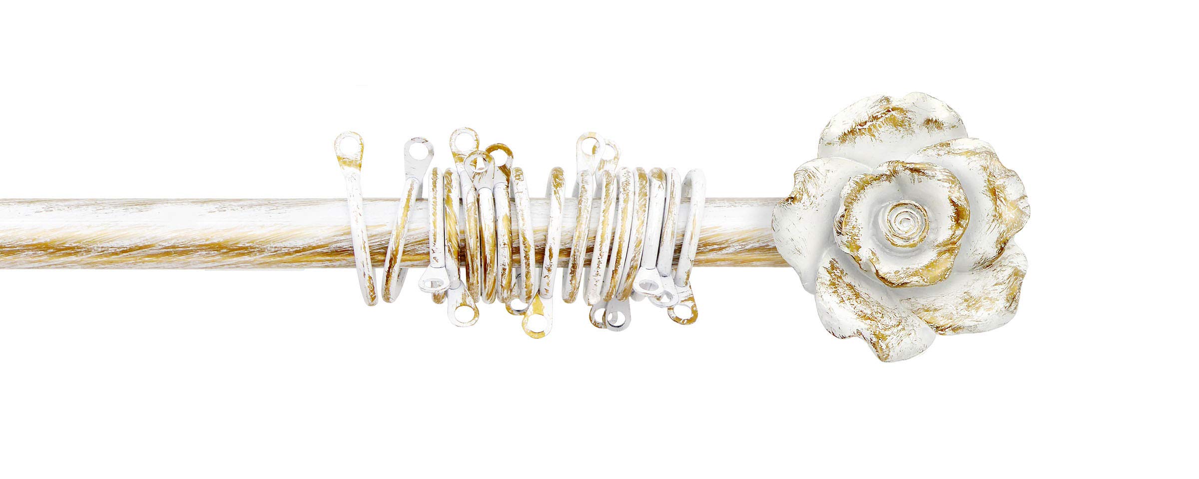Bastone per Tende Estensibile Shabby Chic White & Gold Bouquet Collection 160-300 cm