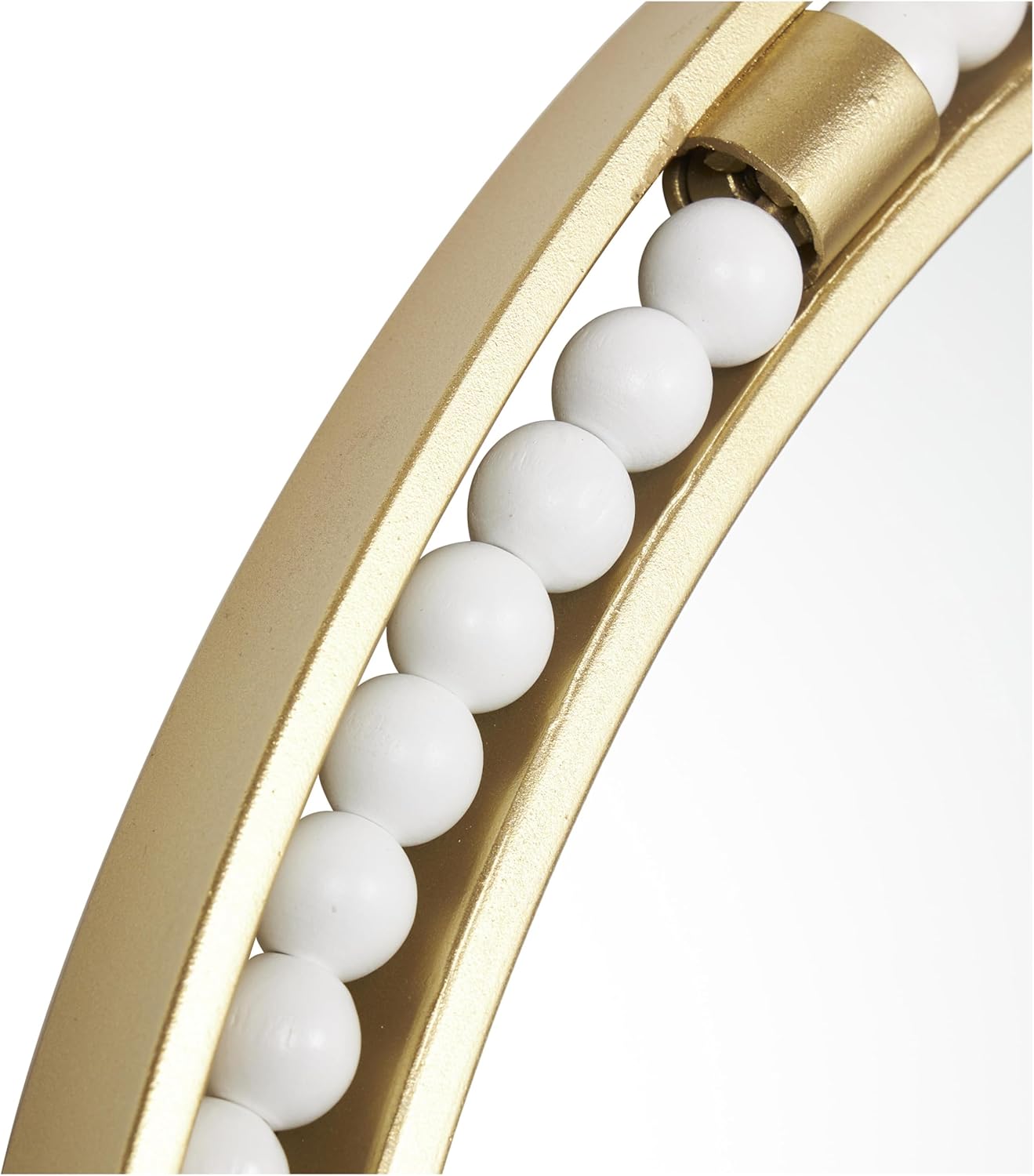 Deco 79 Metal Room Wall Mirror Entryway Mirror with White Wood Beading, Wall Mounted Mirror 26" x 1" x 26", Gold