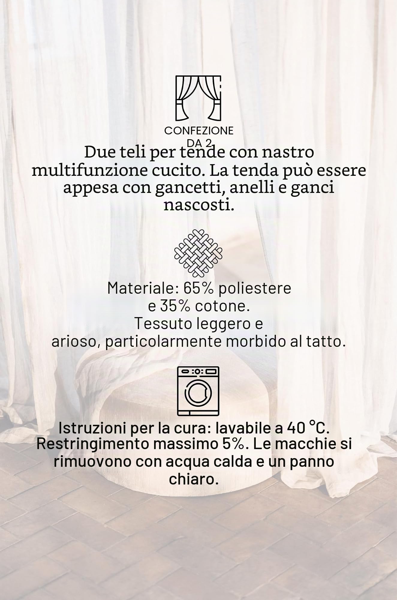 Jotex Set di 2 tende multiuso, in misto policotone, certificazione Oeko-TEX® Standard 100, cotone migliore, bianco, 140 x 300 cm