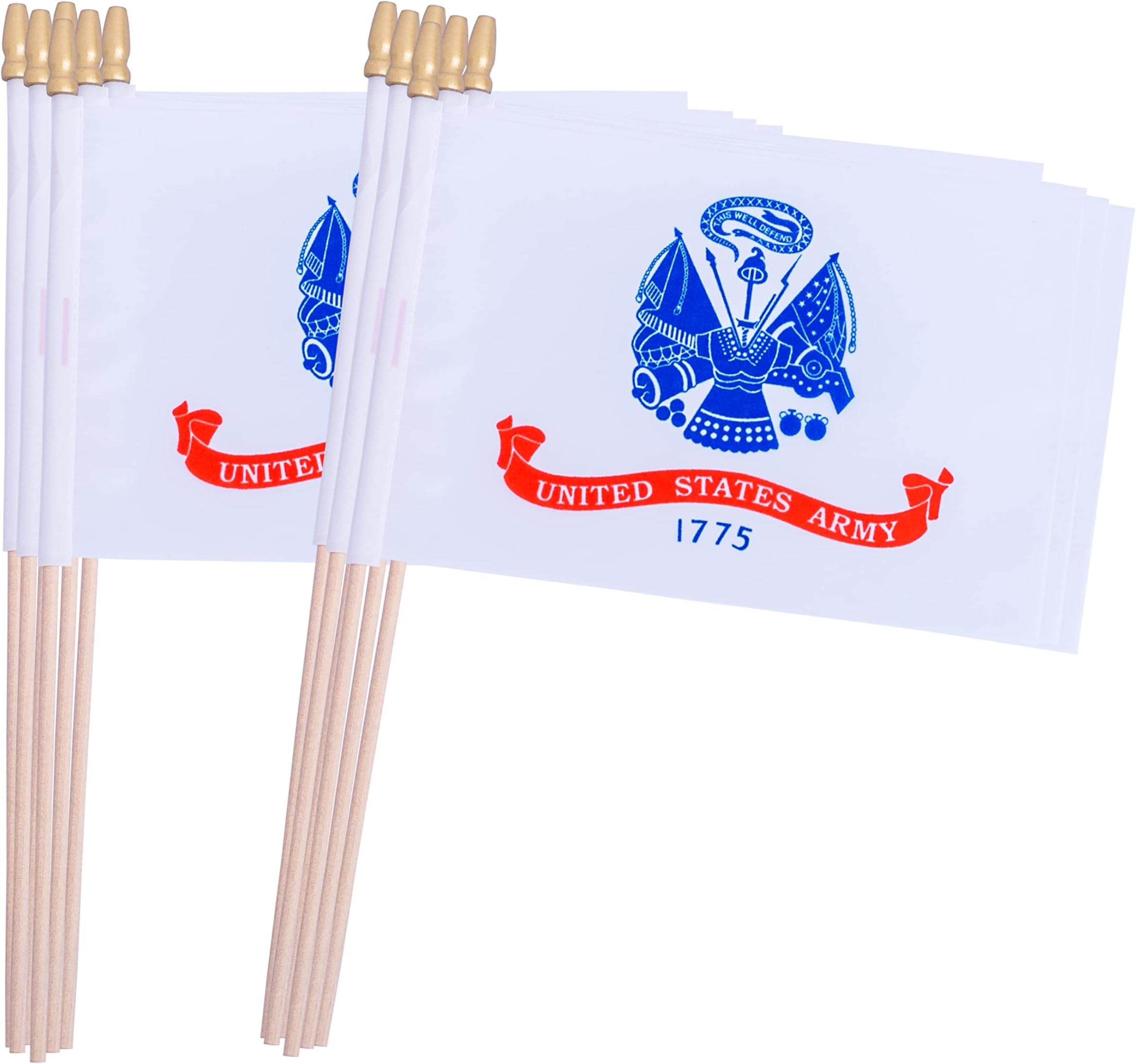 TSMD US Army 1775 Military Stick Flag Small Mini Hand Held Flags,5x8 Inch,12 Pack