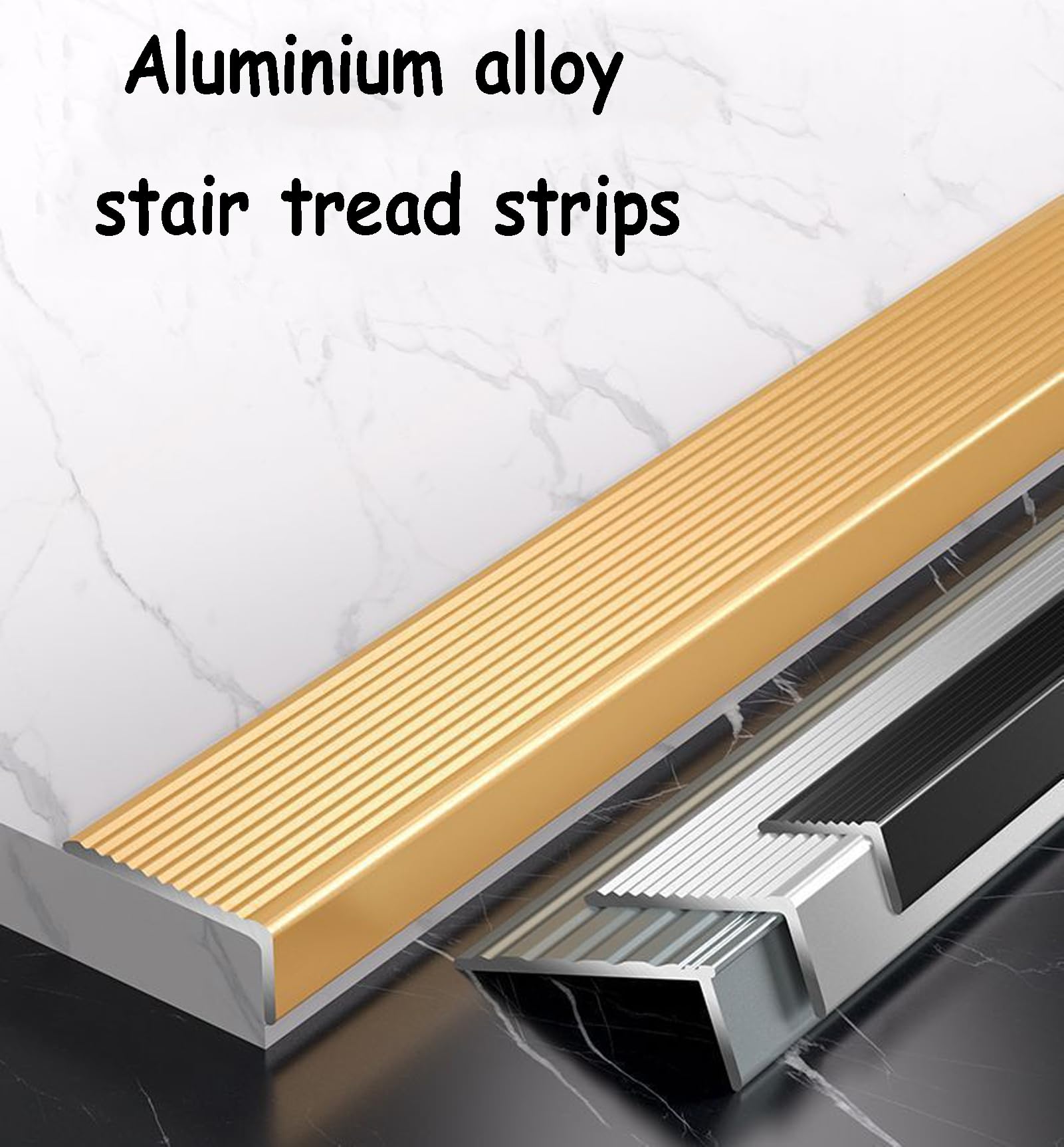 L-S Aluminiowa antypoślizgowa listwa krawędziowa, ochraniacz narożny do schodów wewnętrznych i zewnętrznych, 1 m (20 x 50 mm, trwała konstrukcja, zwiększenie bezpieczeństwa, łatwa instalacja)