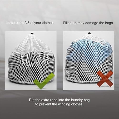 Miniatura 5 de Bolsa de lavandería de malla fina de alta calidad, material de malla blanca resistente con cierre de cordón. Bolsa de lavandería de malla lavable a