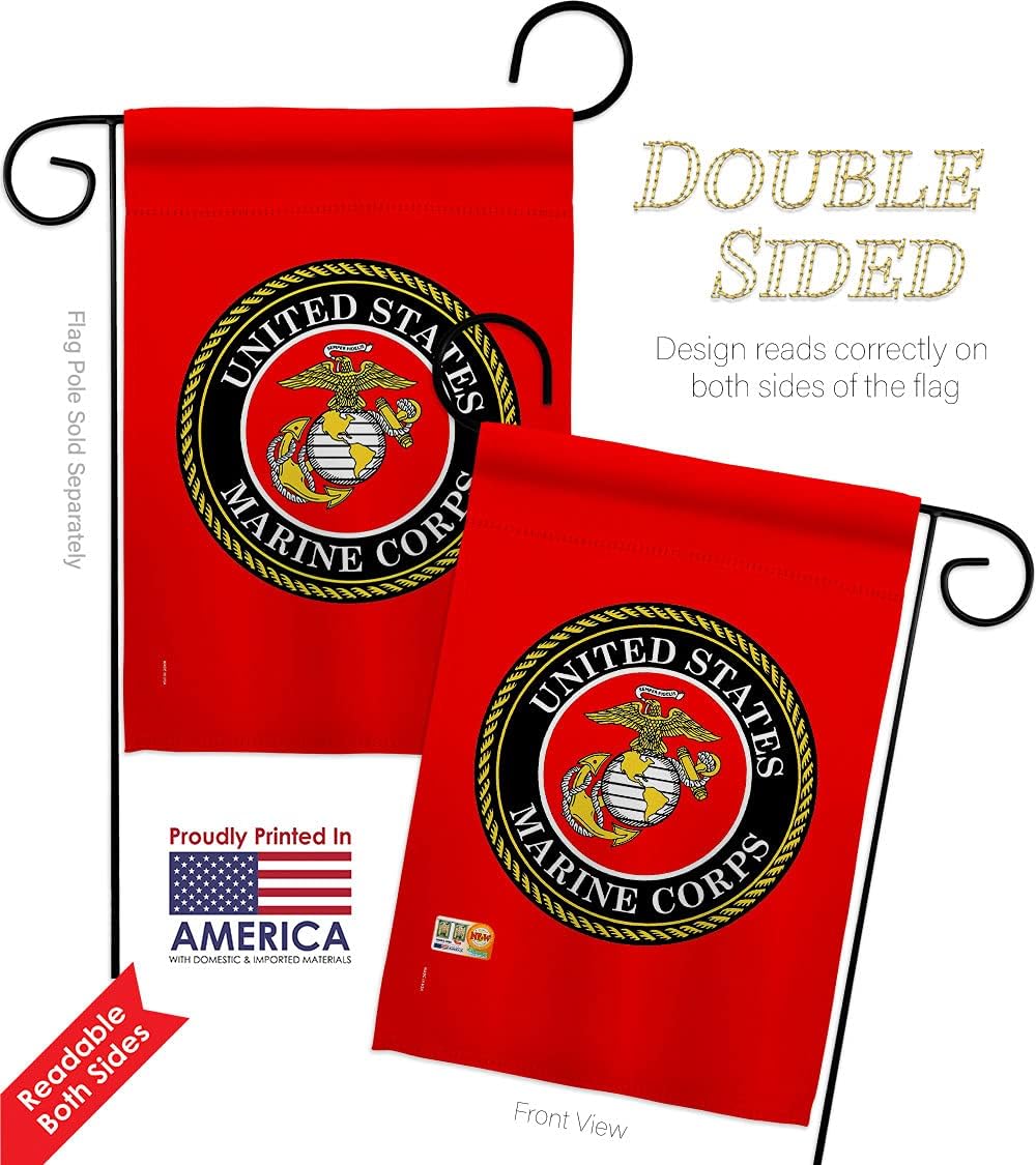 US Military Marine Corps Garden Flag Armed Forces USMC Semper Fi United State American Veteran Retire Official Small Decorative Gift Yard House Banner Double-Sided Made In USA 13 X 18.5