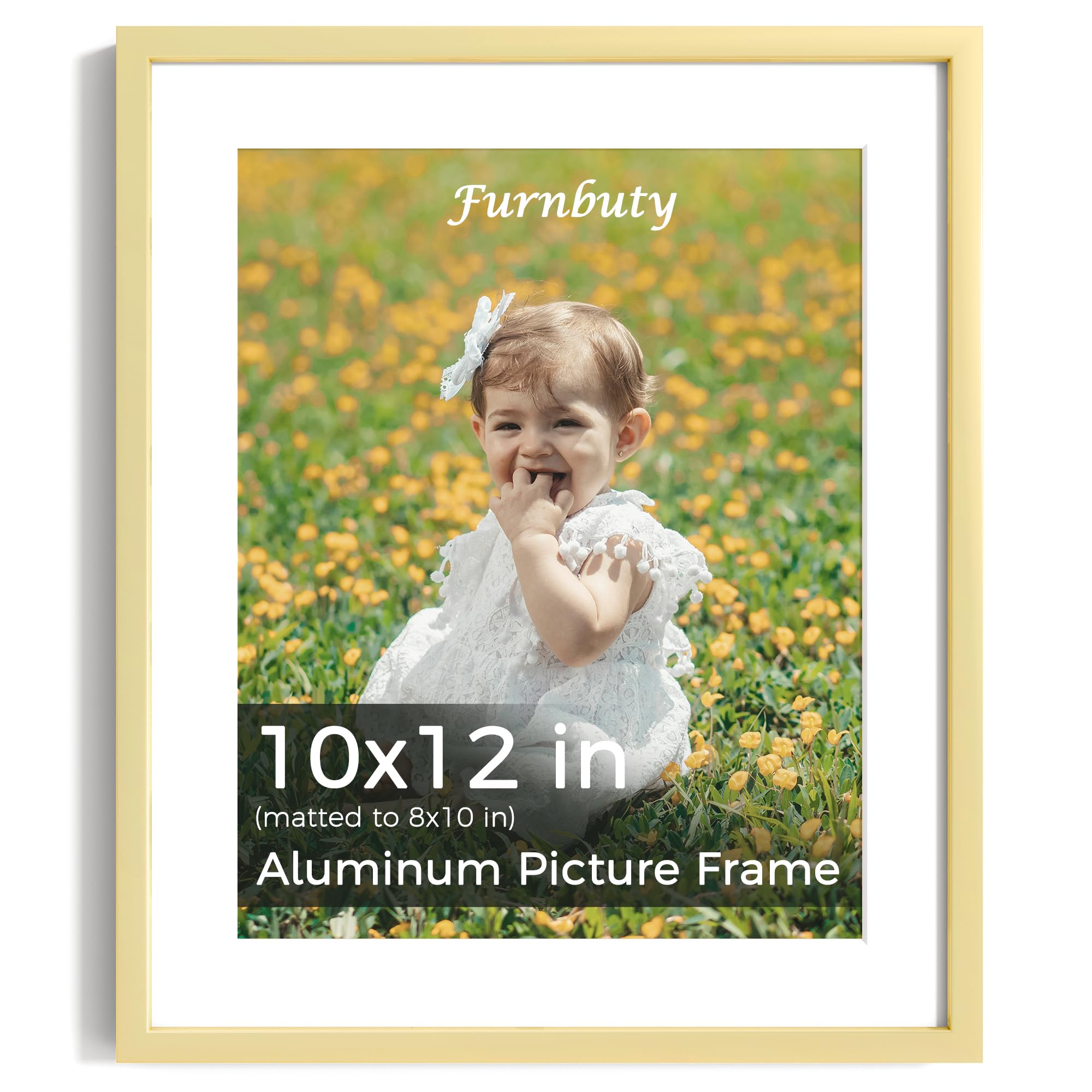 10x12 Picture Frame Gold, Aluminum 12x10 Photo Frame with HD Acrylic, 10X12 Photo Frame with Mount for 8X10 Photos, Wall Mountable Photo Frame for Photos Art Print Posters Crafts, Home & Wall Décor