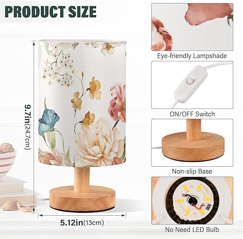 Miniatura 3 de FRODOTGV Lámpara de lectura LED de escritorio con USB rosa rubor flores hojas verdes ramas libélula lámparas para niños pequeñas lámparas de mesa de