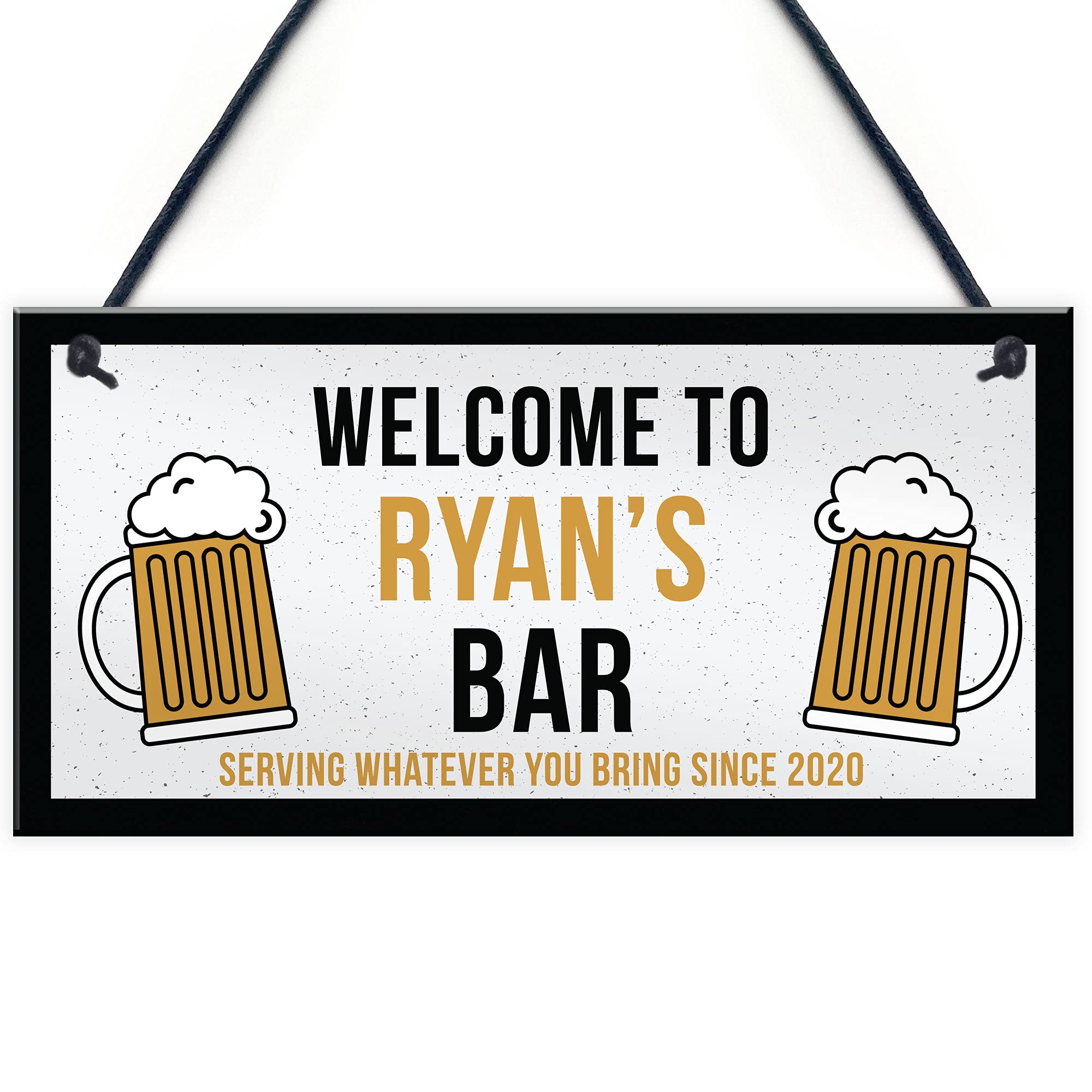 Novelty Hanging Bar Sign For Home Bar Man Cave PERSONALISED Alcohol Gift