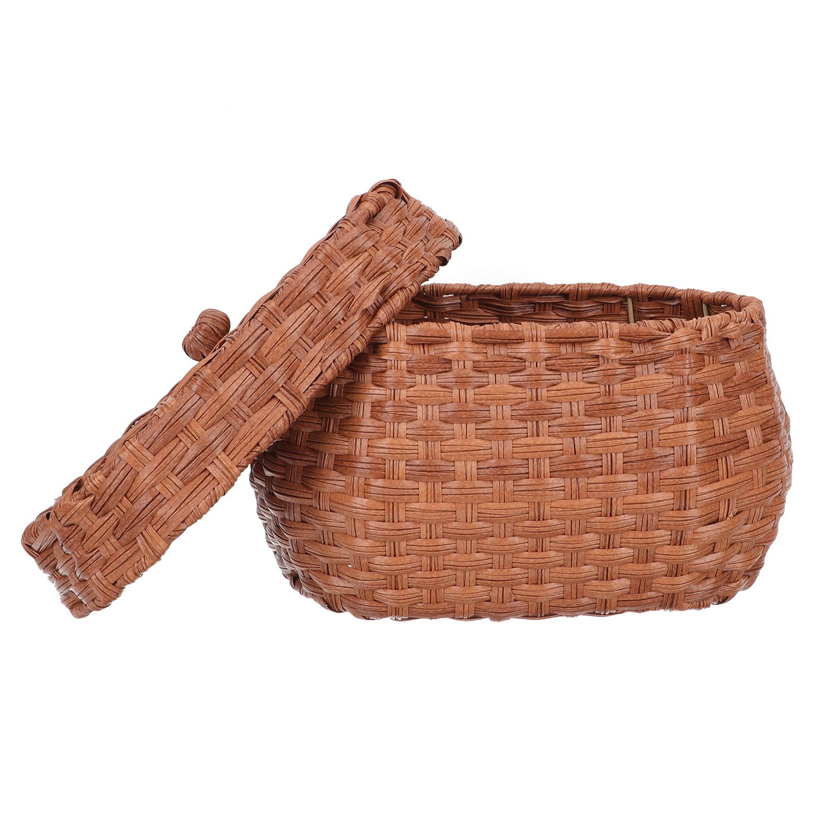 Panier à oeufs marron contre la casse organisateur rétro en pvc imitation rotin