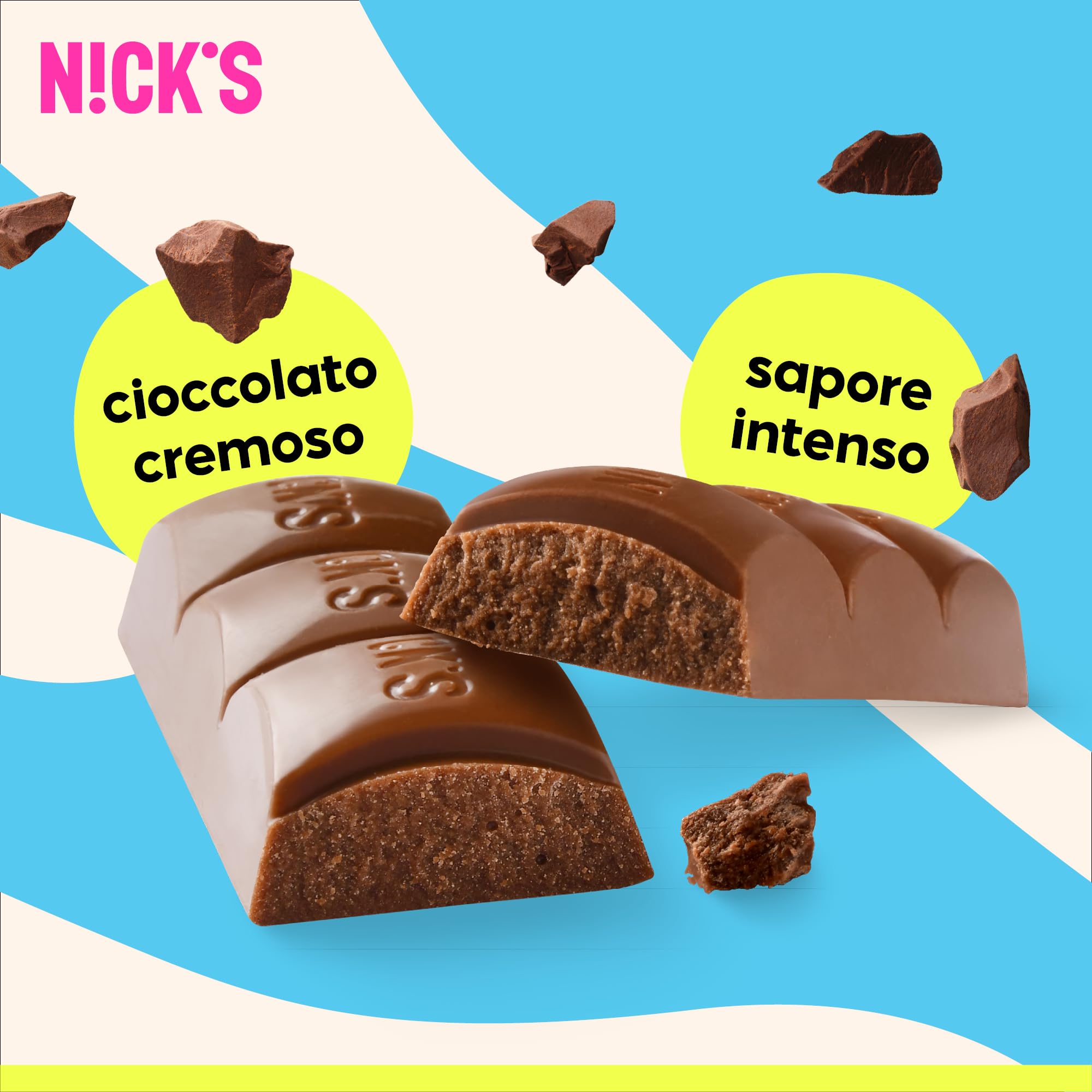 NICKS Cioccolato Fondente Vegan Barrette Keto Senza Zucchero Aggiunto, 1.1g Carboidrati Netti, 107 Calorie, Dolci Low Carb Snack Bar Senza Glutine Senza Lattosio (15 Dark Chocolate x 25g)