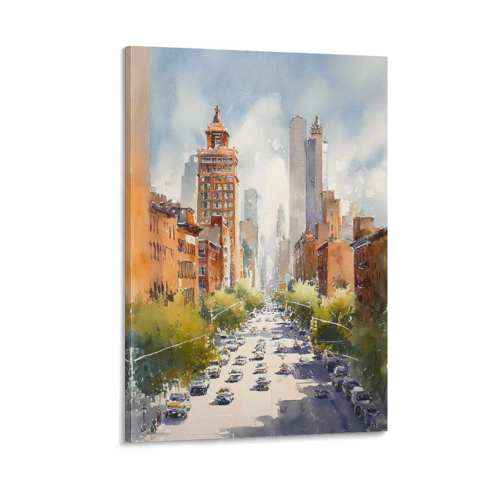 CNAHEIZ Atlanta Piedmont Park 24x36inch(60x90cm) Vintage Travel Poster Watercolor Canvas Art