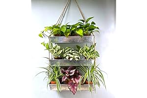 LaLaGreen Wall Hanging Planter - 16" Metal Silver Indoor Plant Hanger