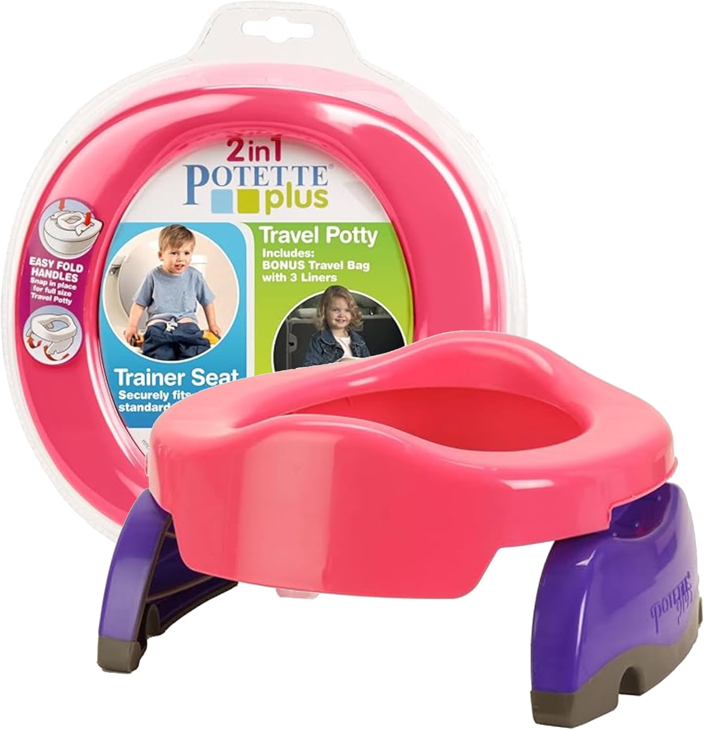 Kalencom Potette Plus 2-in-1 Travel Potty Trainer Seat Pink