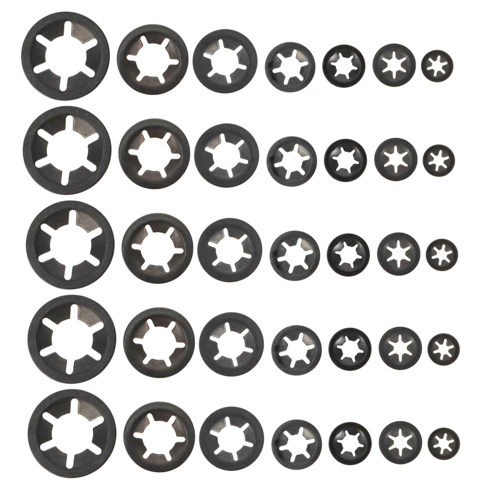 BUGUUYO 210pcs Carbon Steel Clamp Washer Set Internal Tooth Lock Washers Locking Fastener for Fixing Marine Auto Parts