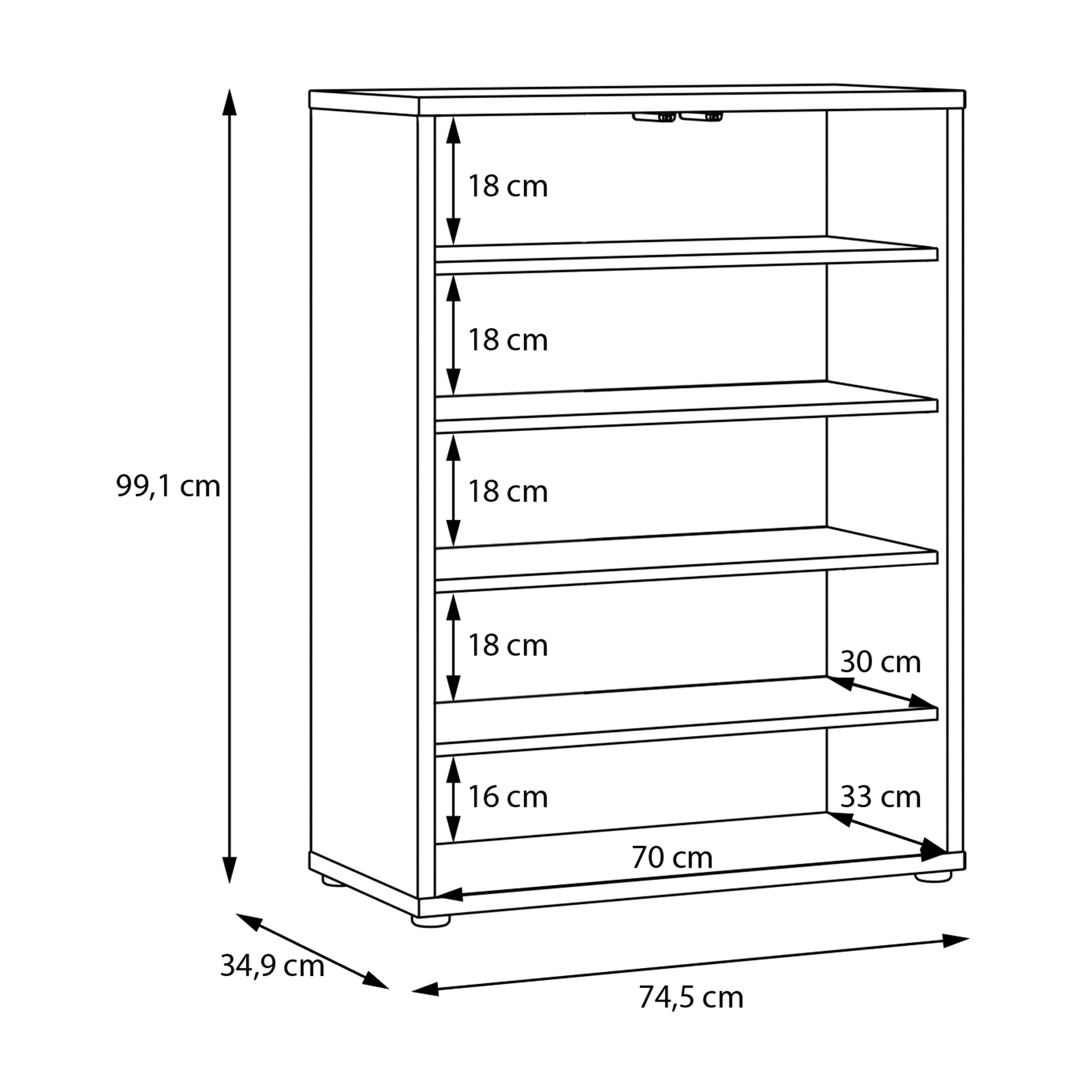 Forte Alice Springs Schuhschrank 70 80, modern-minimalistisch, 2-türig, Holzwerkstoff, Nachtblau, 74,5 cm breit x 99,1 cm hoch x 34,9 cm tief