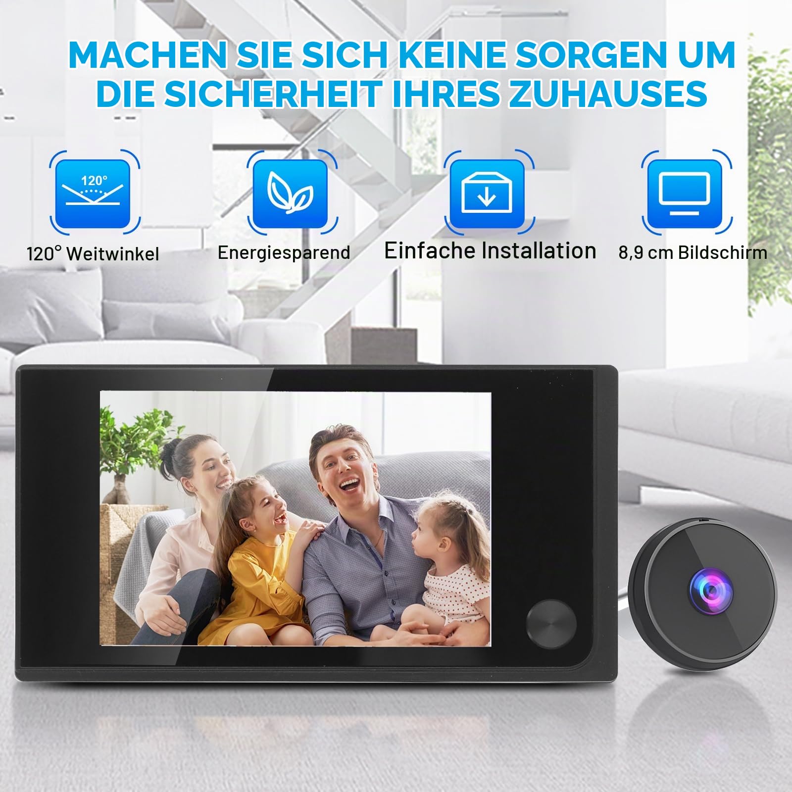 Nikou Digitaler Türspion Kamera, 3,5-Zoll-LCD Elektronische Guckloch-Kamera, 1MP 120-Grad Türklingel Türspion Katzenaugenloch 24 Stunden Überwachung, Ohne Nachtsicht, für Türdicke von 35-100mm