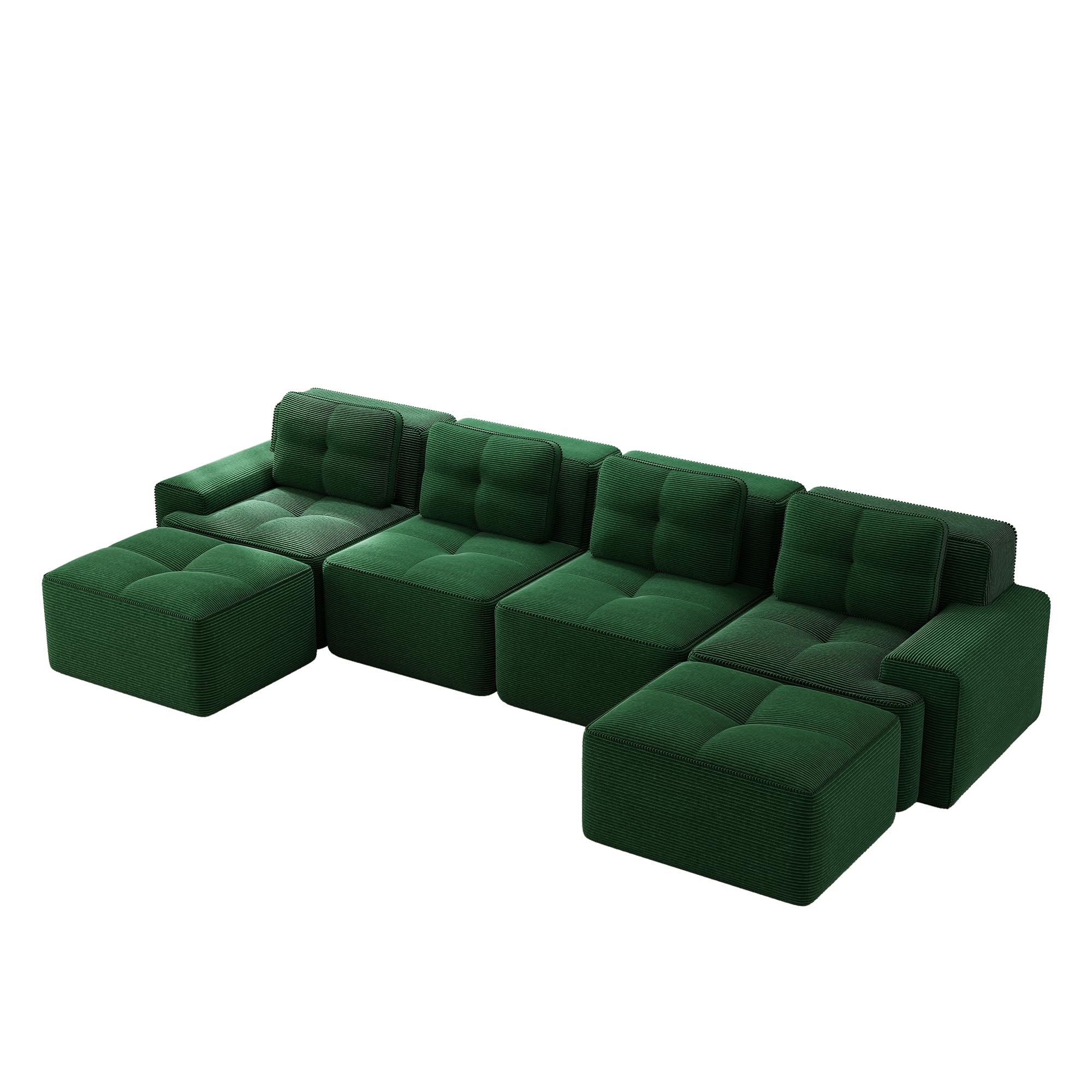 Muskel Divano modulare da pavimento a forma di U, divano a 4 posti, per soggiorno, divano senza ossei, divano letto con seduta bassa, divano letto senza montaggio, antiscivolo, con chaise longue