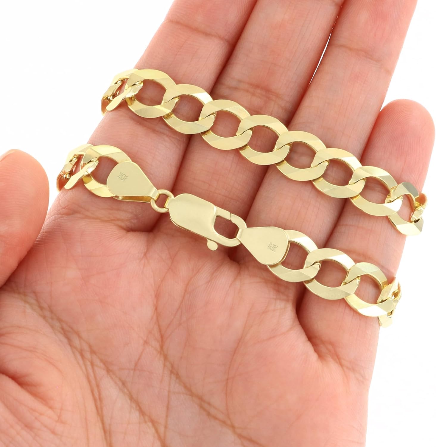 Nuragold 10k Real Yellow Gold Solid Cuban Curb Link 10mm Chain Bracelet (7"-9") Italian Jewelry for Men - Image 4