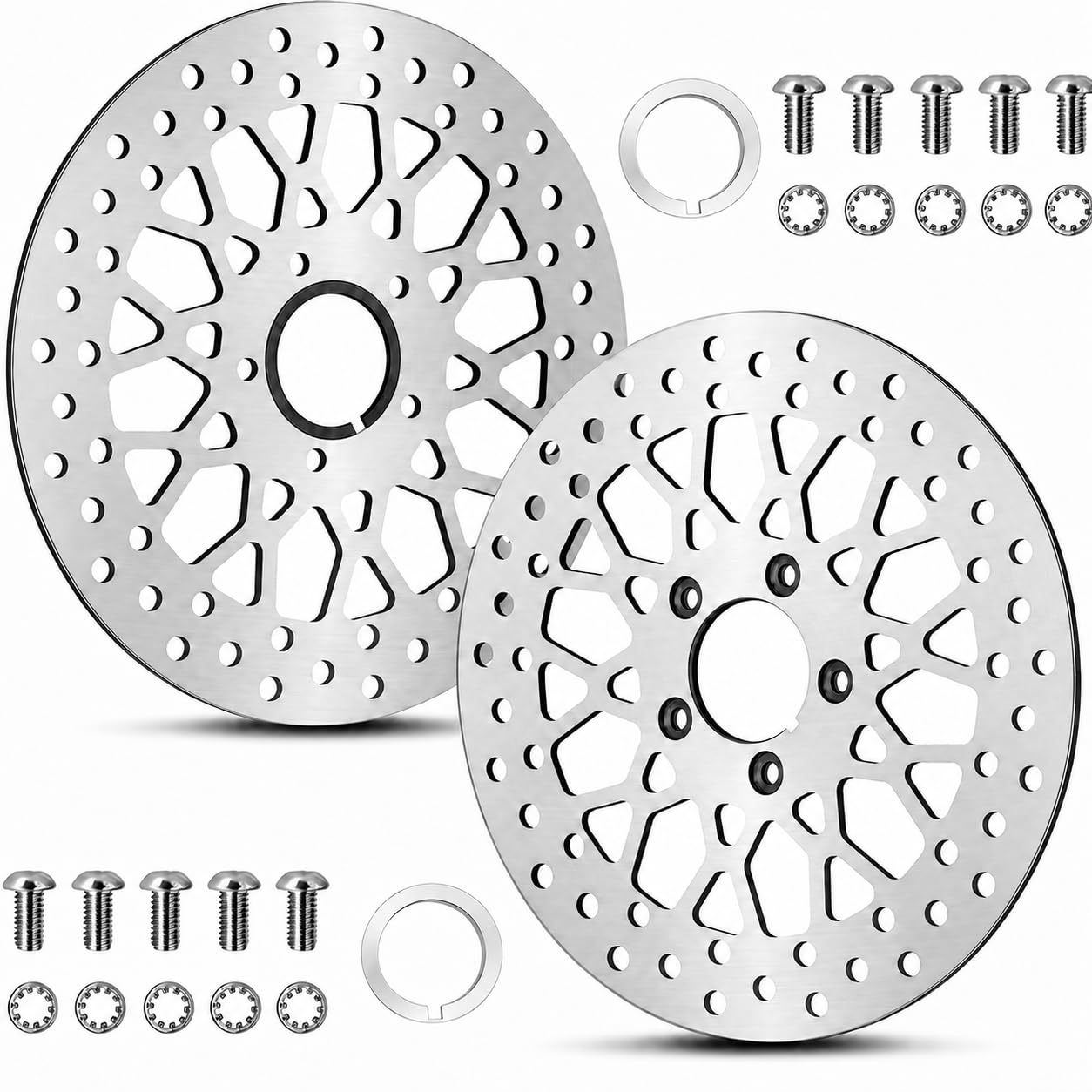 2 * 11.5'' Front Brake Rotors Compatible with Harley Rotor Electra Glide,Road King,Road Glide, Street Glide,Front Brake Rotors Kit Brushed Finish Stainless