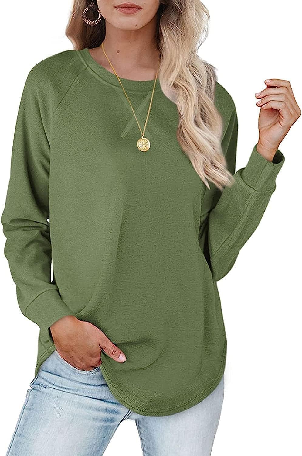Basic Sweatshirts for Women Womens Long Sleeve Tee Shirt Loose Fit