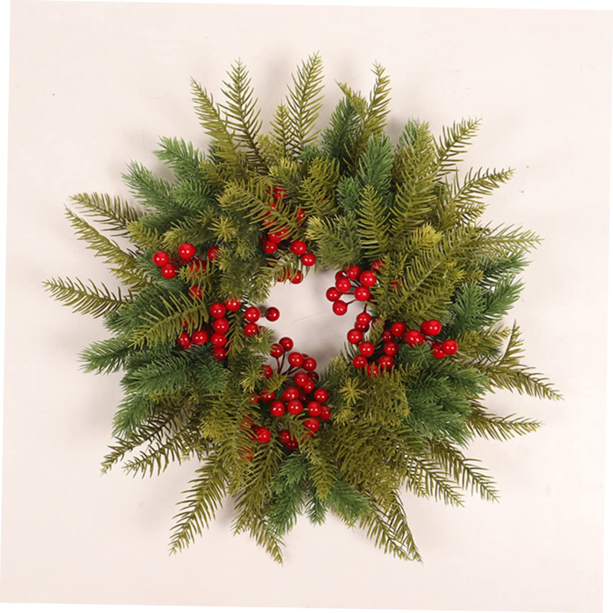 Cabilock 2 Piezas de Navidad Planta de Navidad Guirnalda Decoración navideña Coronas navideñas Christmas Garland de Frutos Rojos Colgante de Anillo de plástico Green