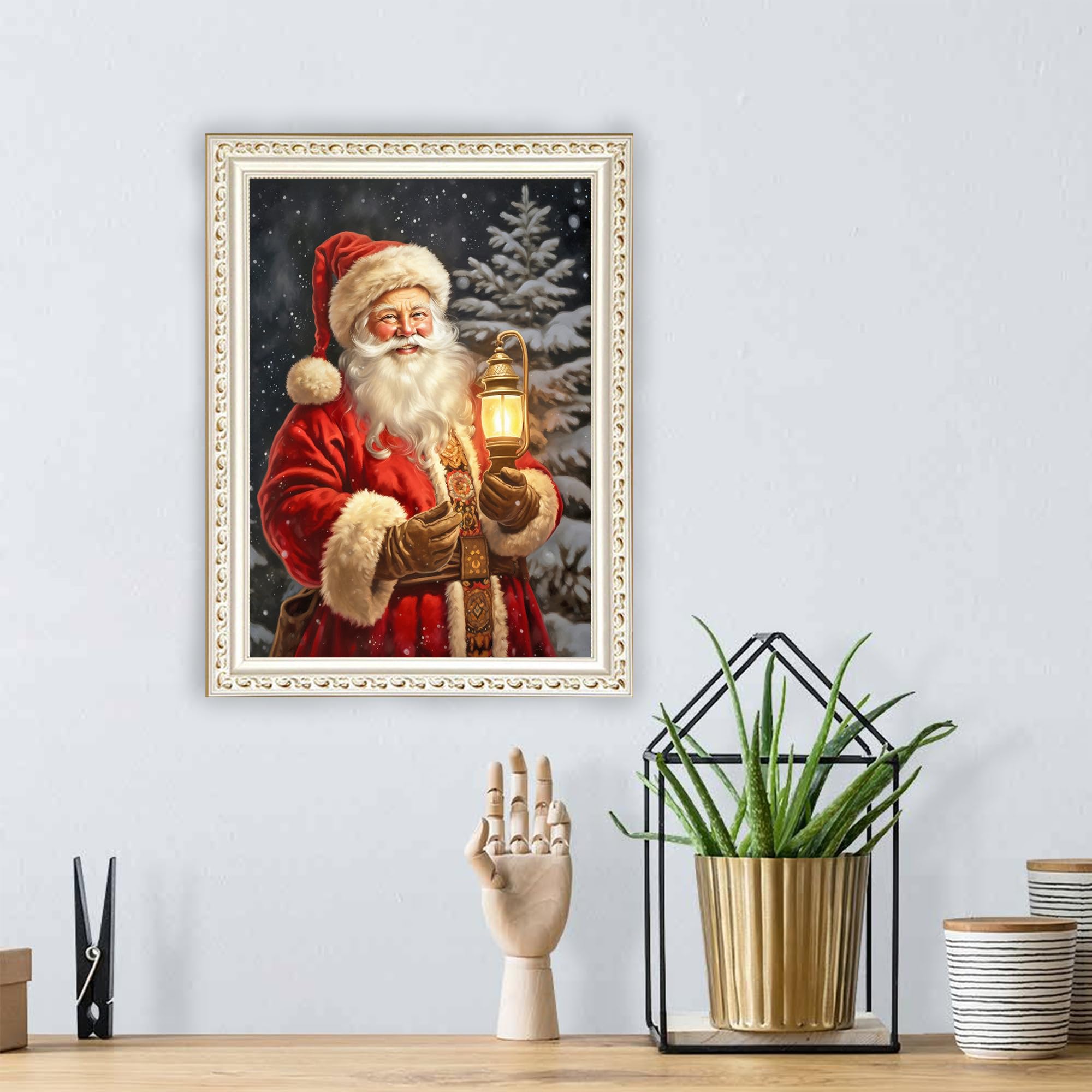 4er Set Glanzbilder Mit Weihnachtsmann Motiven – Deko-Bilder Für Weihnachten, Ca. 24 X 15 Cm