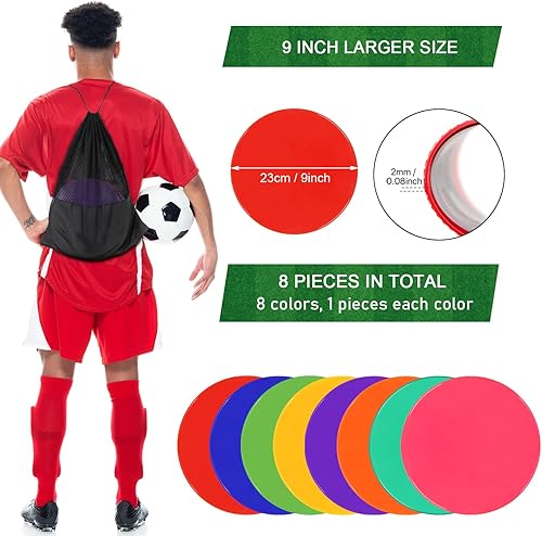 Miniatura 5 de TuXHui Poly Vinyl Spot Markers 9 Inch Rubber Floor Dots Non Slip Agility Markers Flat Field Cones for PE Gym Classes, Classroom Activities and