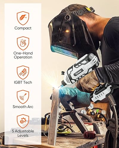 Miniatura 3 de Saker Máquina de soldadura portátil, soldador de arco de 110 V con inversor IGBT, 5 ajustes de corriente variable, se adapta a varillas de alambre