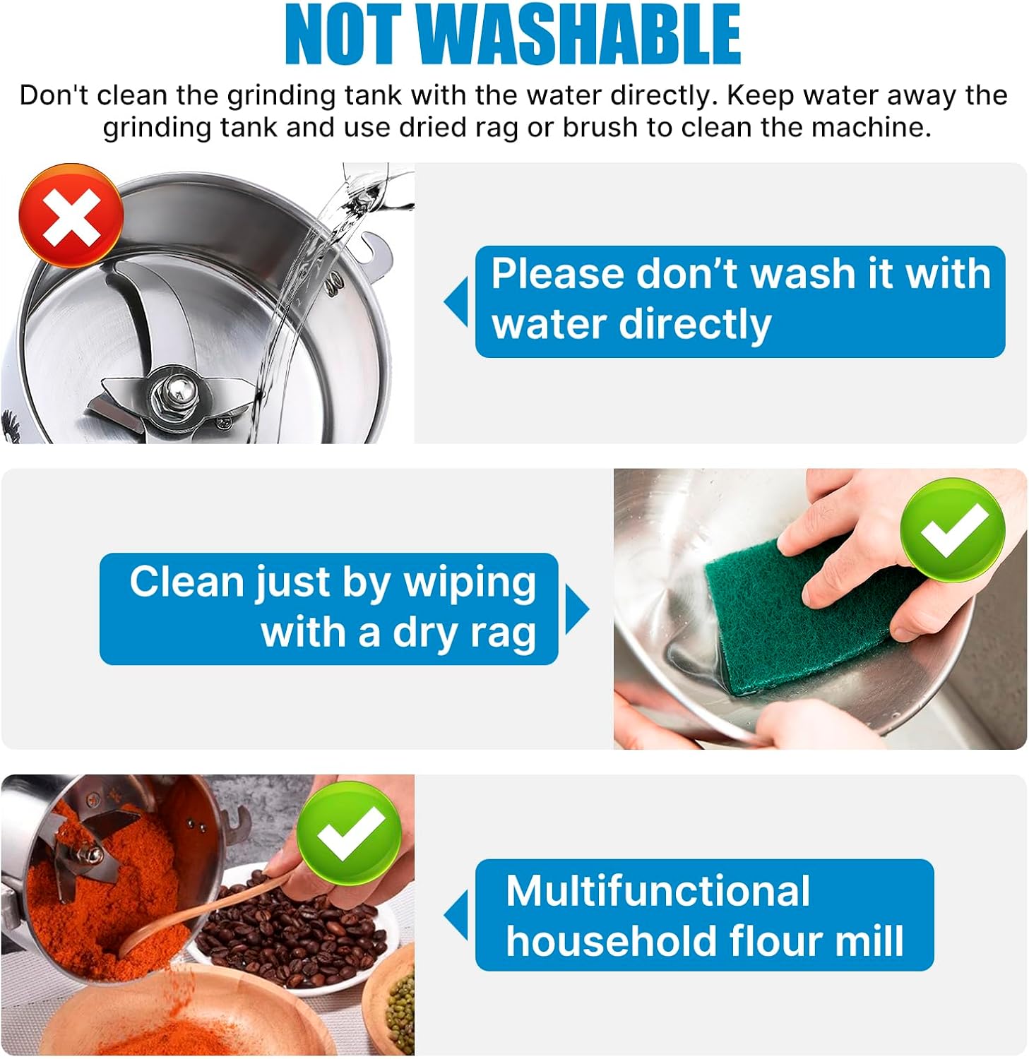 Electric Grain Mill Grinder,High Speed Electric Stainless Steel Spice Grinders,Pulverizer Powder Machine for Dry Grains Coffee Rice Spice Herbs Corn Pepper (550g)