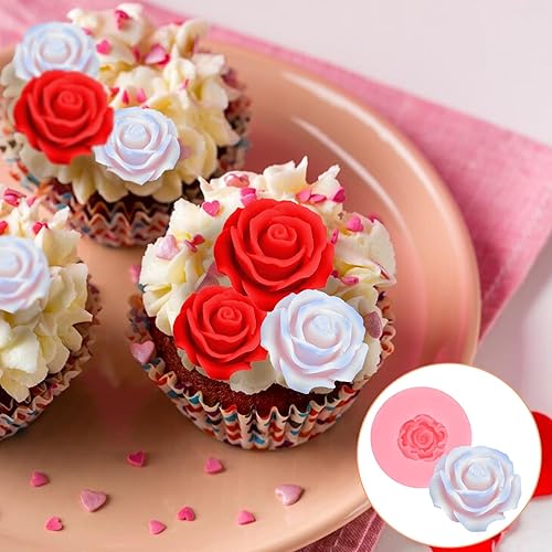 Miniatura 5 de 3 moldes de silicona con forma de flor en 3D, moldes de vela de resina, moldes redondos de peonía de rosas para hacer velas, fondant de silicona