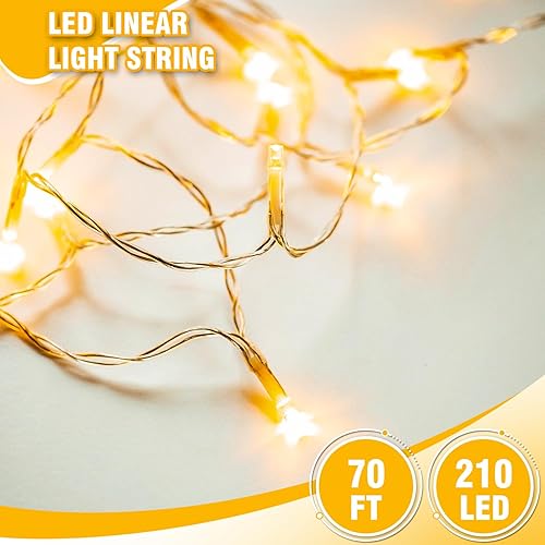 Miniatura 7 de WASTROYAL- Guirnalda de 210 luces led, 70 pies, crean un deslumbrante brillo azul ideal para envolver árboles, decorar ventanas, rieles de escalera