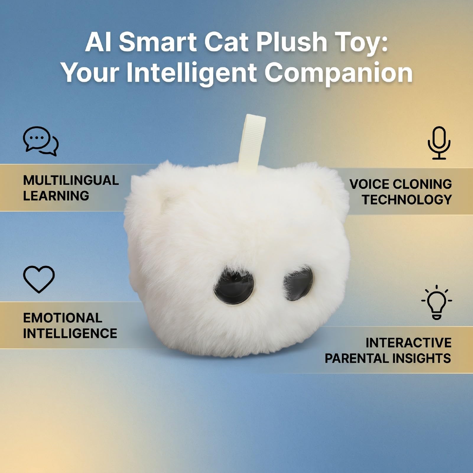 XUMIUZIY Muñeco de Peluche IA con Soporte Emocional y Clonación de Voz,
