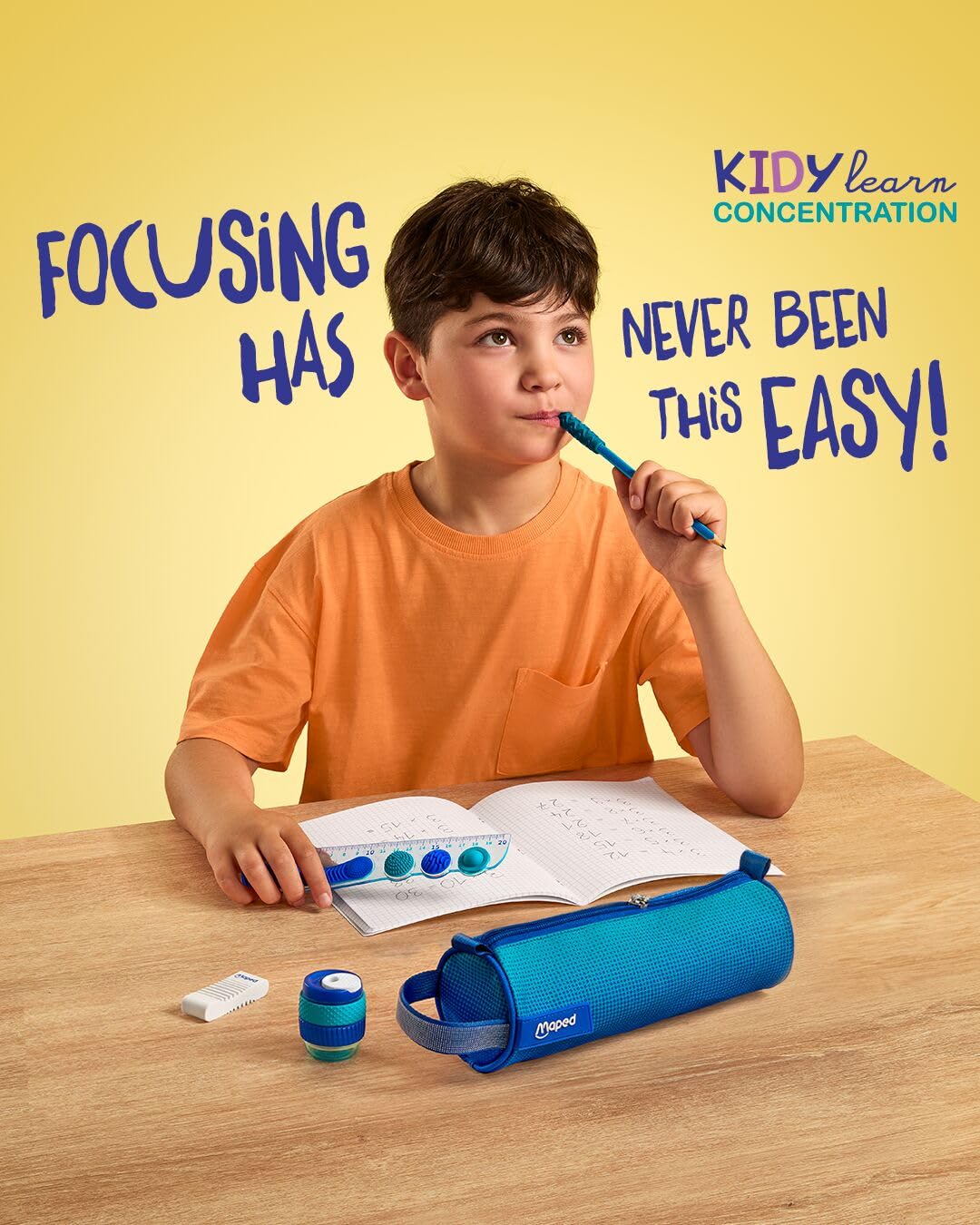 Maped - 2 gomme KIDY LEARN CONCENTRATION - Superficie strutturata - Stimolazione sensoriale - Gomma efficiente - Made in France - Confezione di carta riciclabile