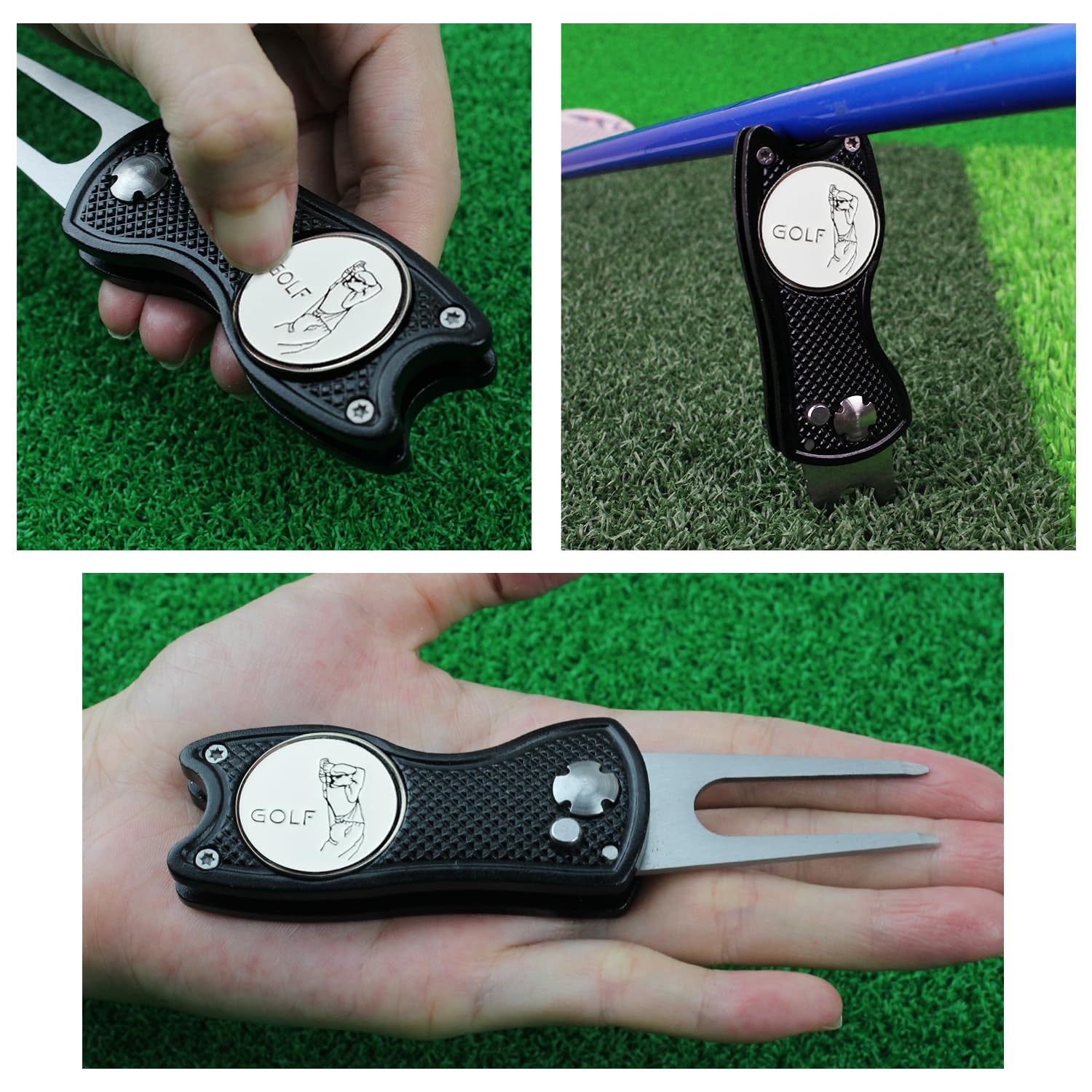 Crestgolf Golf Divot Tool con Botón Emergente y Marcador de Bola Magnética