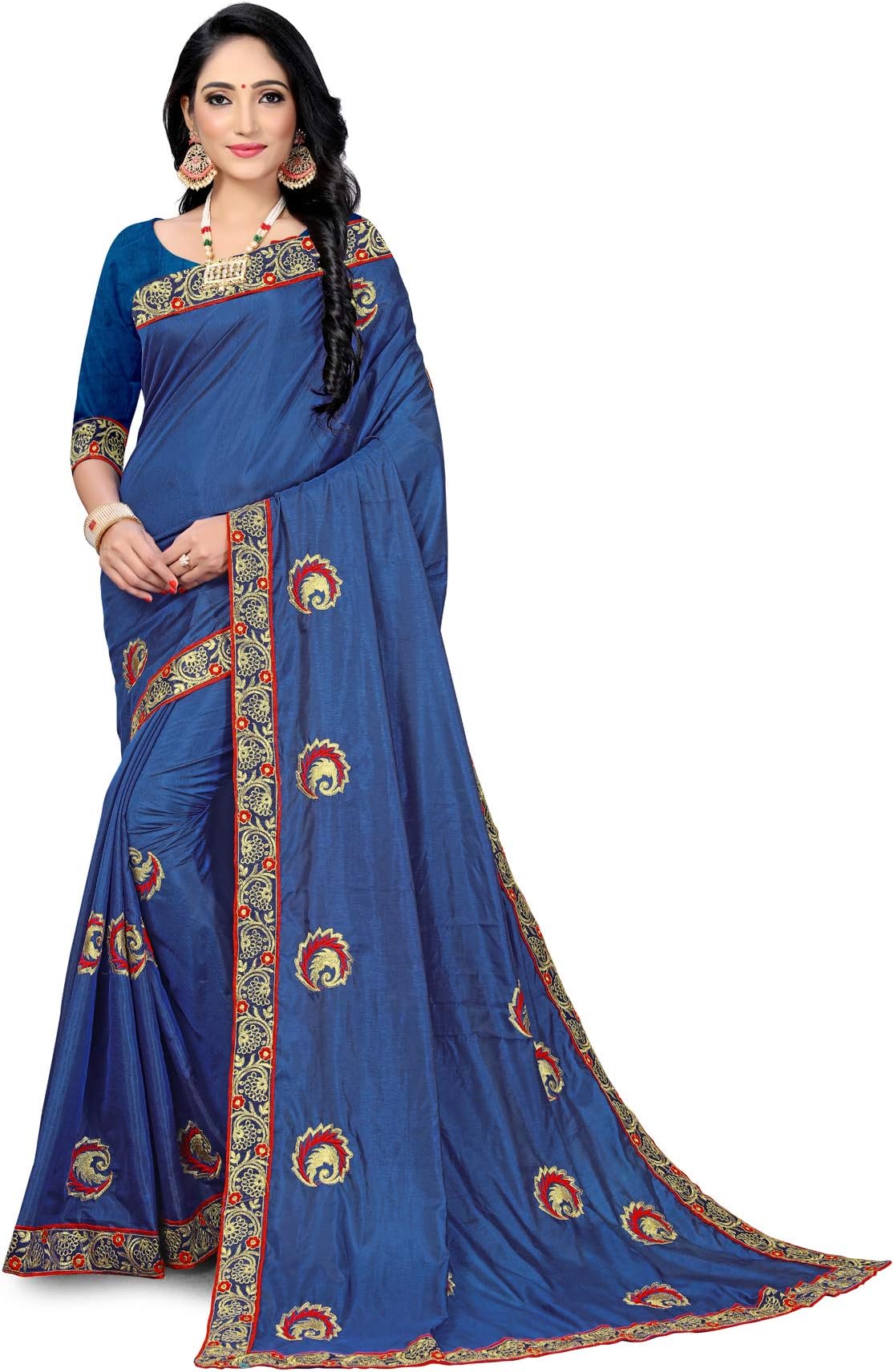 AtmiyamartBlue Dola Silk Embroidery Saree, Ethnic saree for women wedding, Women Designer Silk Saree Collection