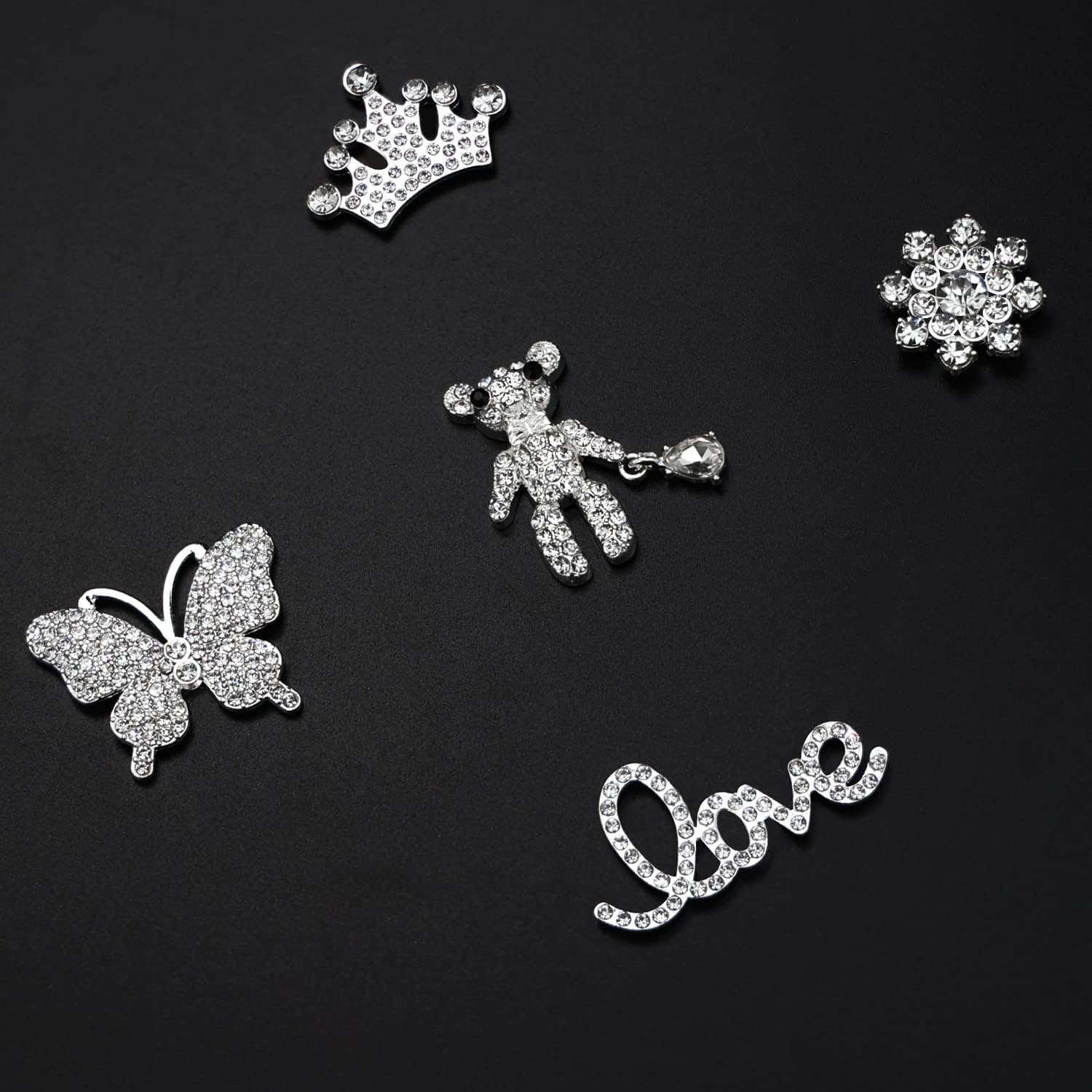 CUNUEN Bling Gold Chain Rhinestone Charms for Clogs Shoe Decoration (Silver)