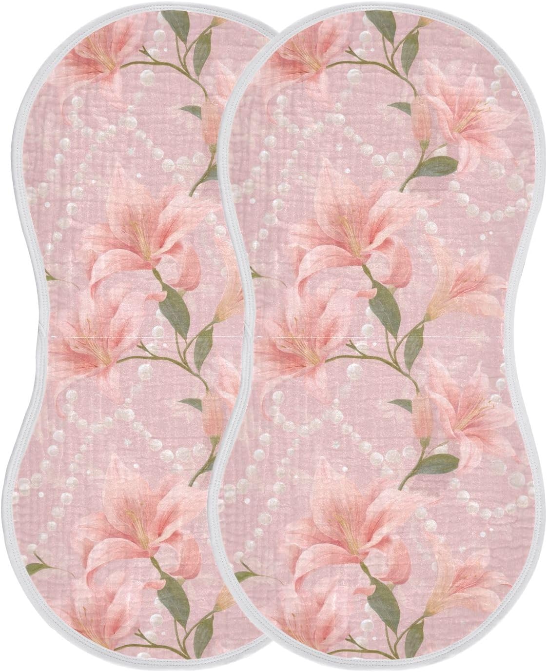 vvfelixl Elegant Pink Lily Burp Cloths for Baby Boy Girls Baby Washcloths Burp Rags 1 Pack