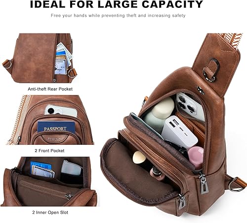 Vista 4 de Riñonera cruzada antirrobo de 10L para mujeres y hombres, riñonera cruzada antirrobo, bolsa para cinturón, monedero, regalos para mujeres, piel