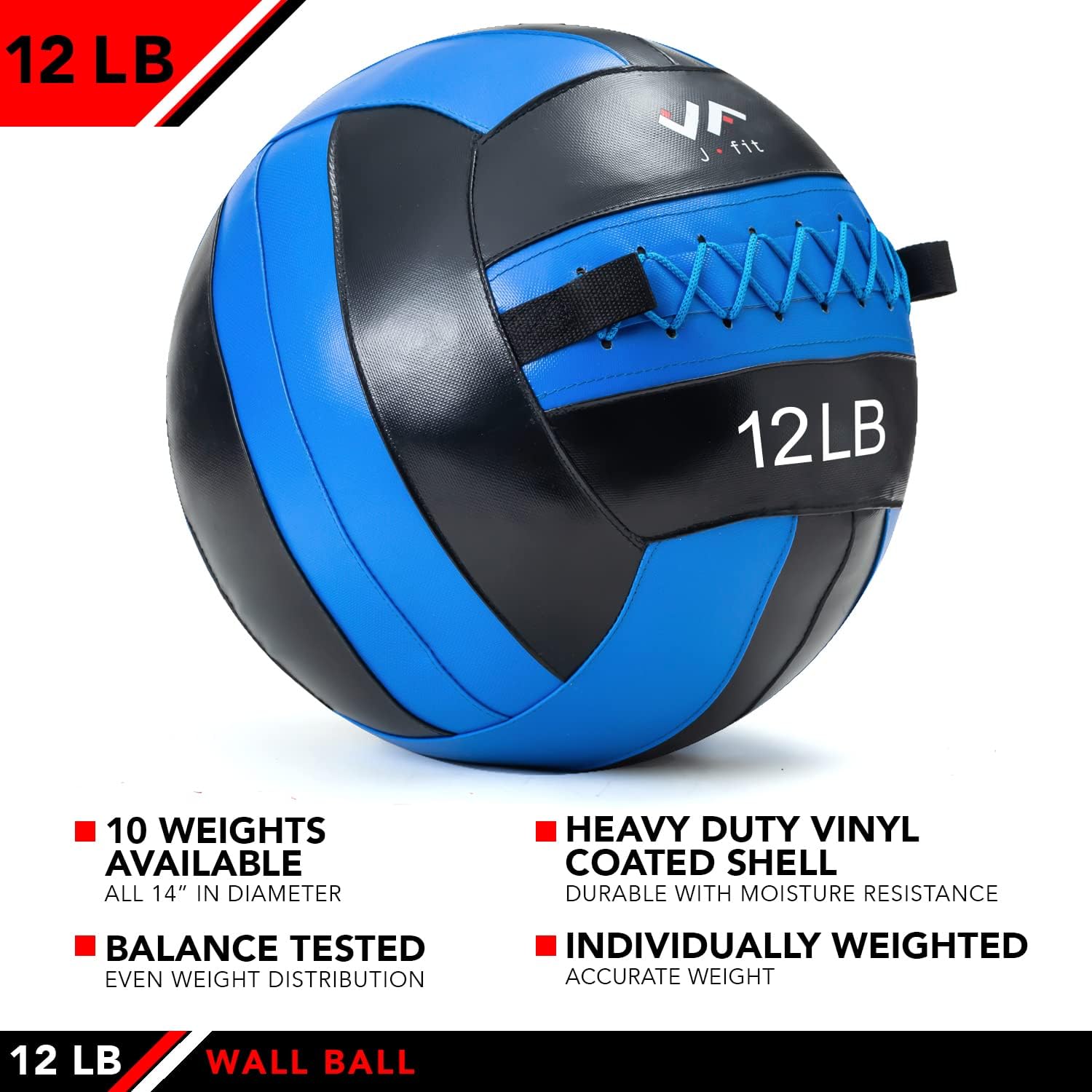 JFit Wall Ball – Premium Soft Weighted Exercise Ball for Strength, Conditioning, Gym & Home Workouts, 4-30 LB