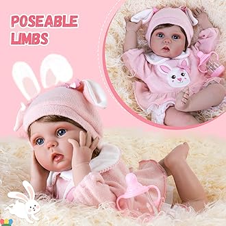 Aori Reborn Baby Doll Lifelike Weighted Girl Doll 22 Inch with Bunny Set Safety for Age 3