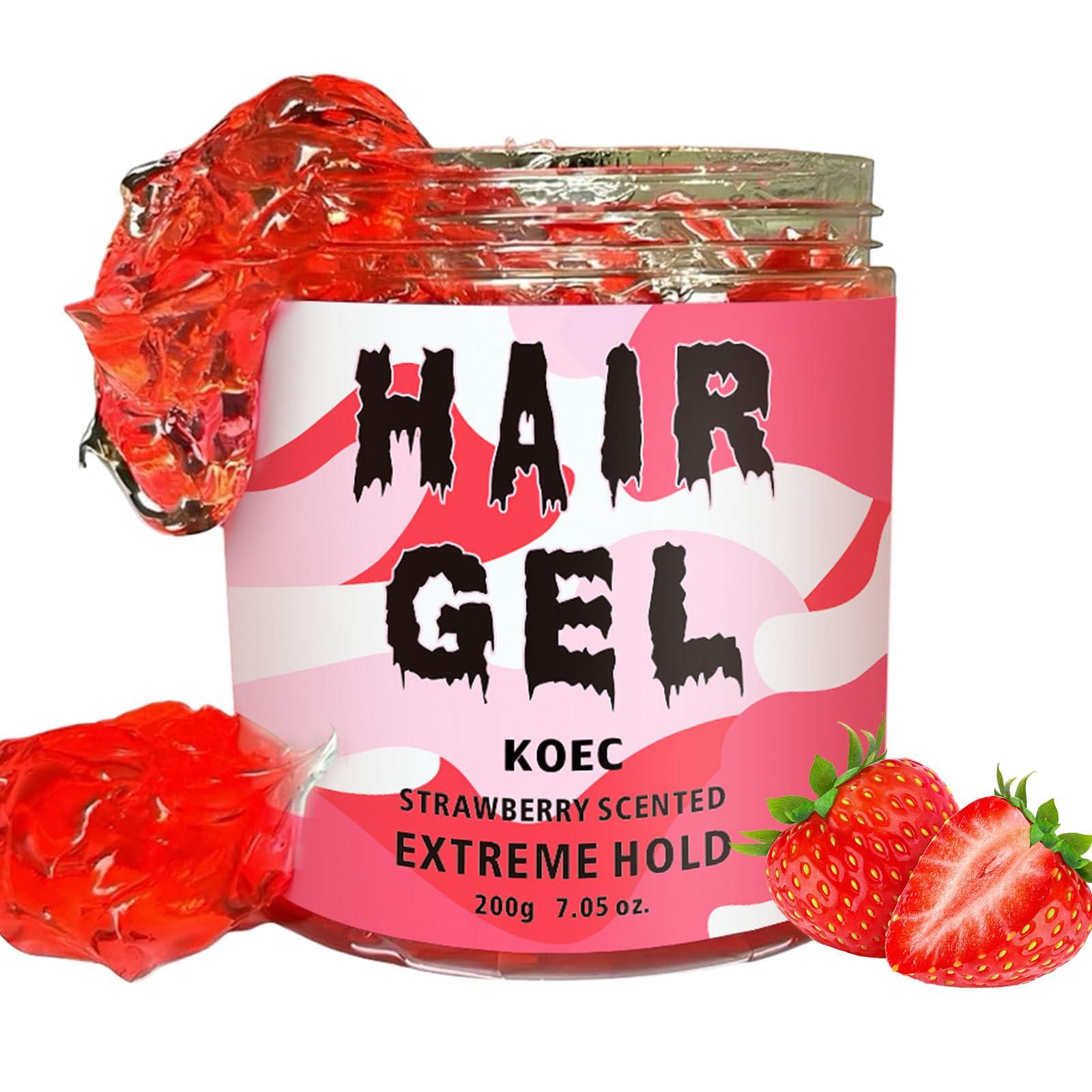 YJLYQF Strawberry Extreme Hold Hair Gel, Shine and Hair Gel, Combat Strawberry Gel Long-Lasting Edge Control for Curly or Wavy Hair, Locs, Braids, Edge No Flake and All Hair Types