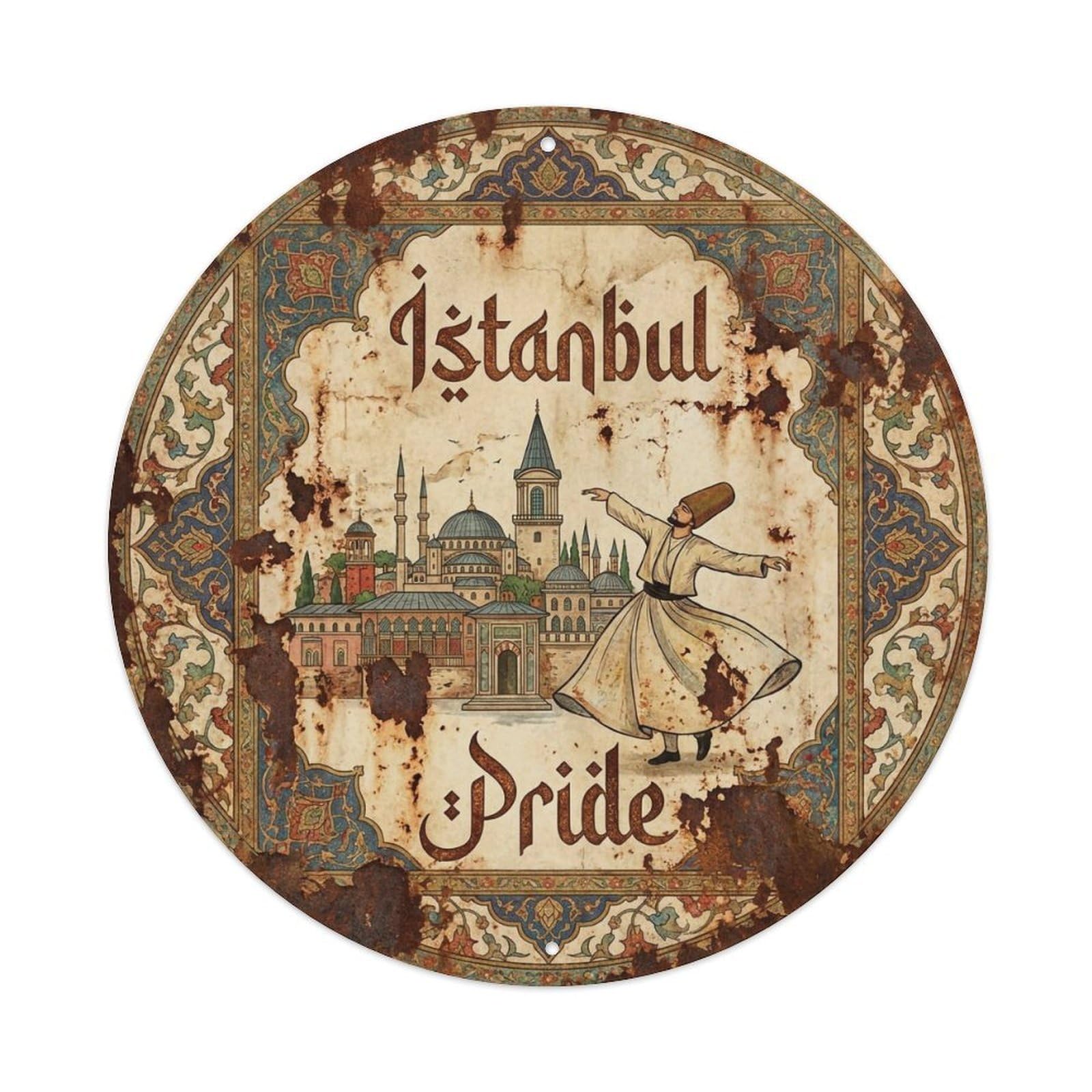 Vintage Travel Istanbul Turkey Pride Vintage Metal Tin Sign Plaque Wall Decor for Cafe, Club Bar, Office, Garden Metal Poster 8x8Inch