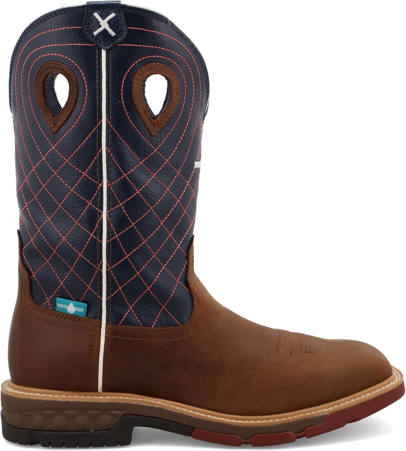Twisted X Men's 12" Western Work Boot, Mocha & Navy, 9.5 B - Image 4
