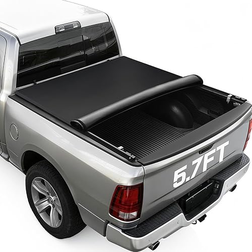 RHOBRA Soft Roll-up Truck Bed Tonneau Cover Compatible with 2009-2026 Dodge Ram 1500 (Incl. Classic & New), 5.7ft Bed, 26.5oz Vinyl Soft Truck Bed Cover, Weather Resistant Bed Cover