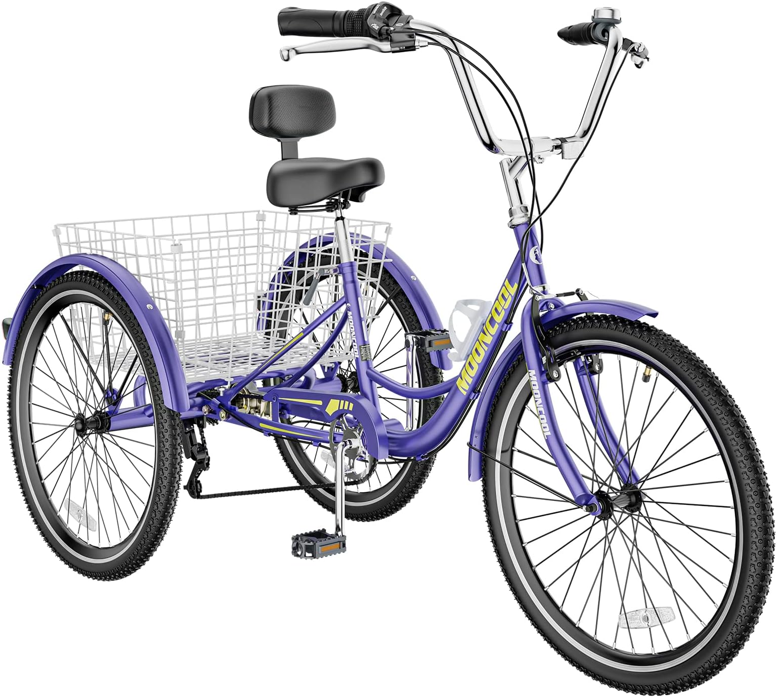 MOONCOOL Adult Tricycles 3 Wheel 7 Speed Trikes, 20/24/26 inch Adult Trikes 3 Wheeled Bike with Basket for Seniors, Women, Men.