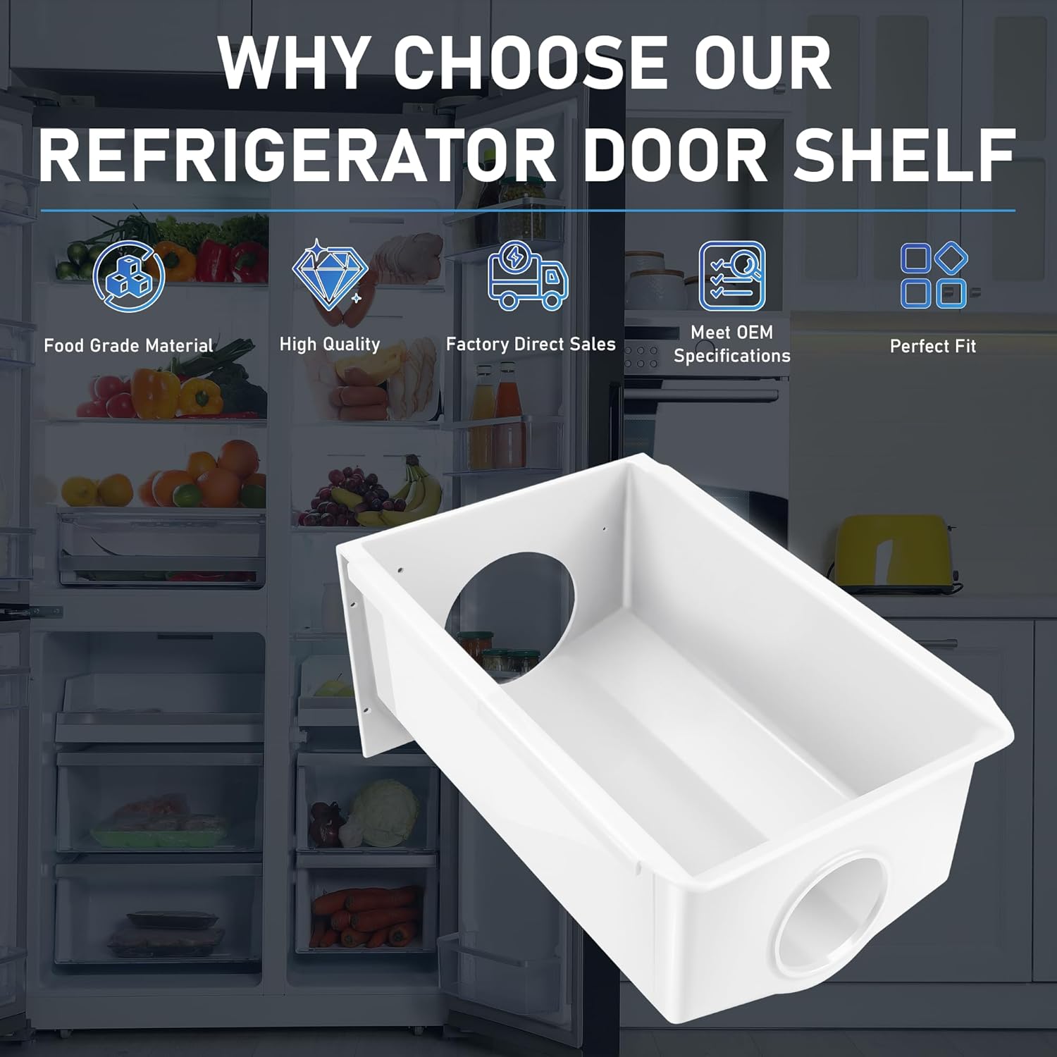 W10670844 Refrigerator Ice Bucket Replacement for Whirlpool Ken.More May.tag Refrigerator Replace W10850492 4378073 AP5989704 PS11731153 EAP11731153 7WRS22FDBF00 by TOMOON