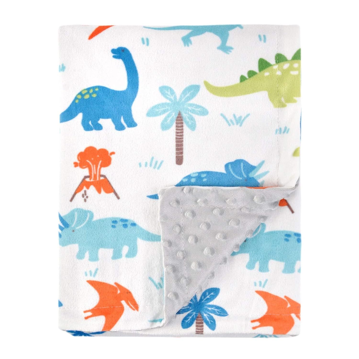 HOMRITAR Baby Blanket for Kids Super Soft Minky Blanket with Dotted Backing, Toddler Blanket with Dinosaurs Multicolor Printed 30 x 40 inch(75x100cm) : Baby