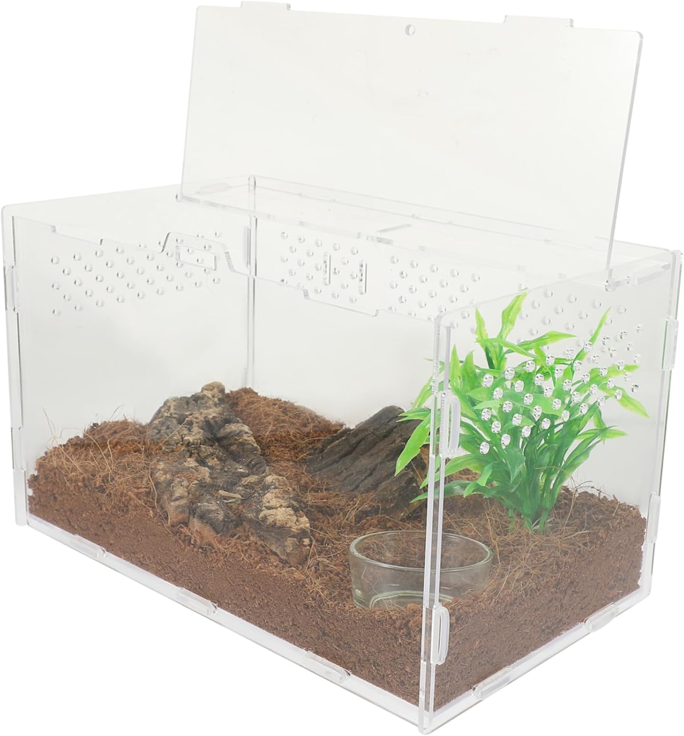 Acrylic Reptile Display Box for Leopard Geckos and Tarantulas Transparent Terrarium for Easy Observation and Cleaning Design for Home Use Includes Accessory