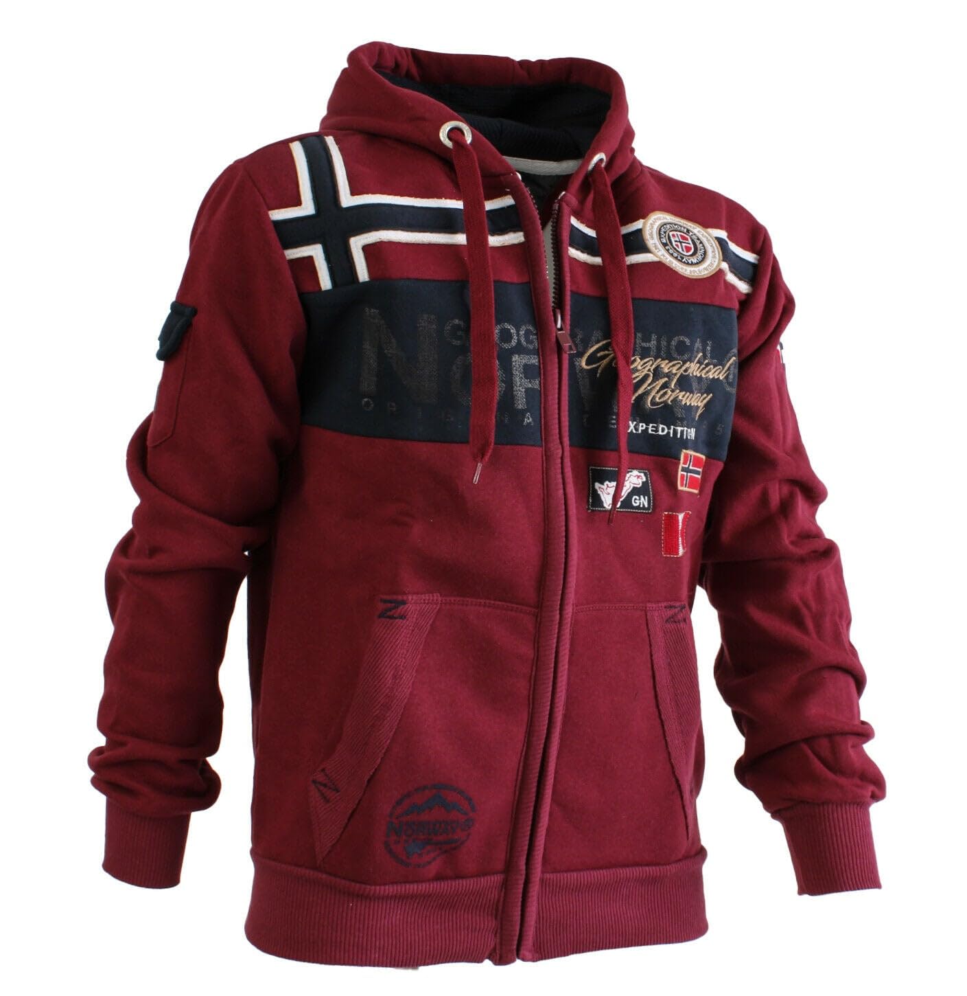 Geographical Norway GARADOCK Men - Sudadera con cremallera para hombre - Sudadera de algodón para hombre - Sudadera con capucha - Chaqueta de manga larga - Sudadera con capucha Sport Casual Bolsillos