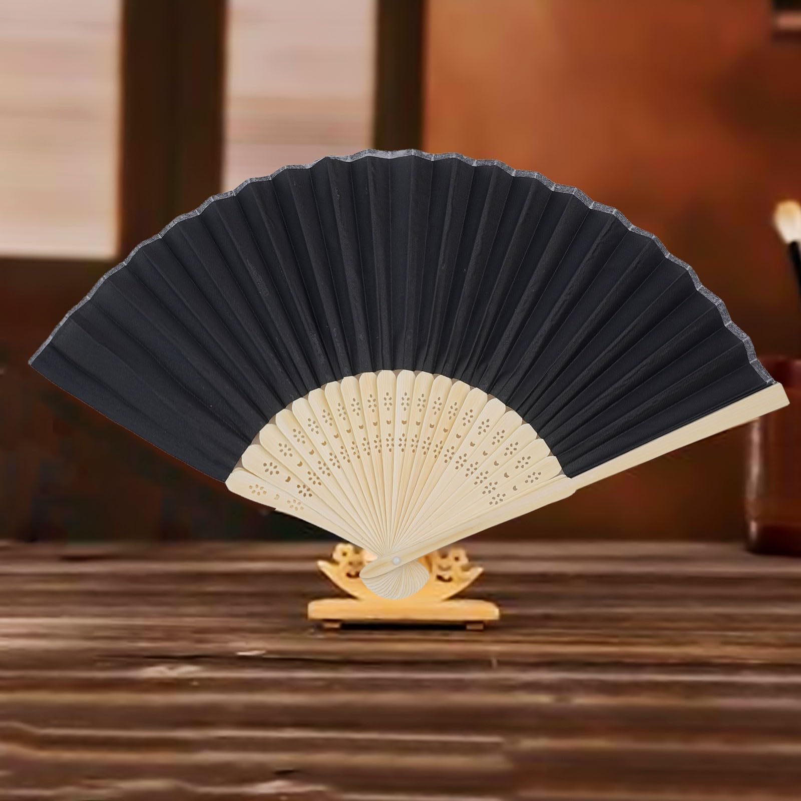 Ventaglio Pieghevole In Legno Stile Cinese – 20x34.8 Cm, Leggero E Compatto, Ideale Per Matrimoni, Feste Estive E Regali - 3