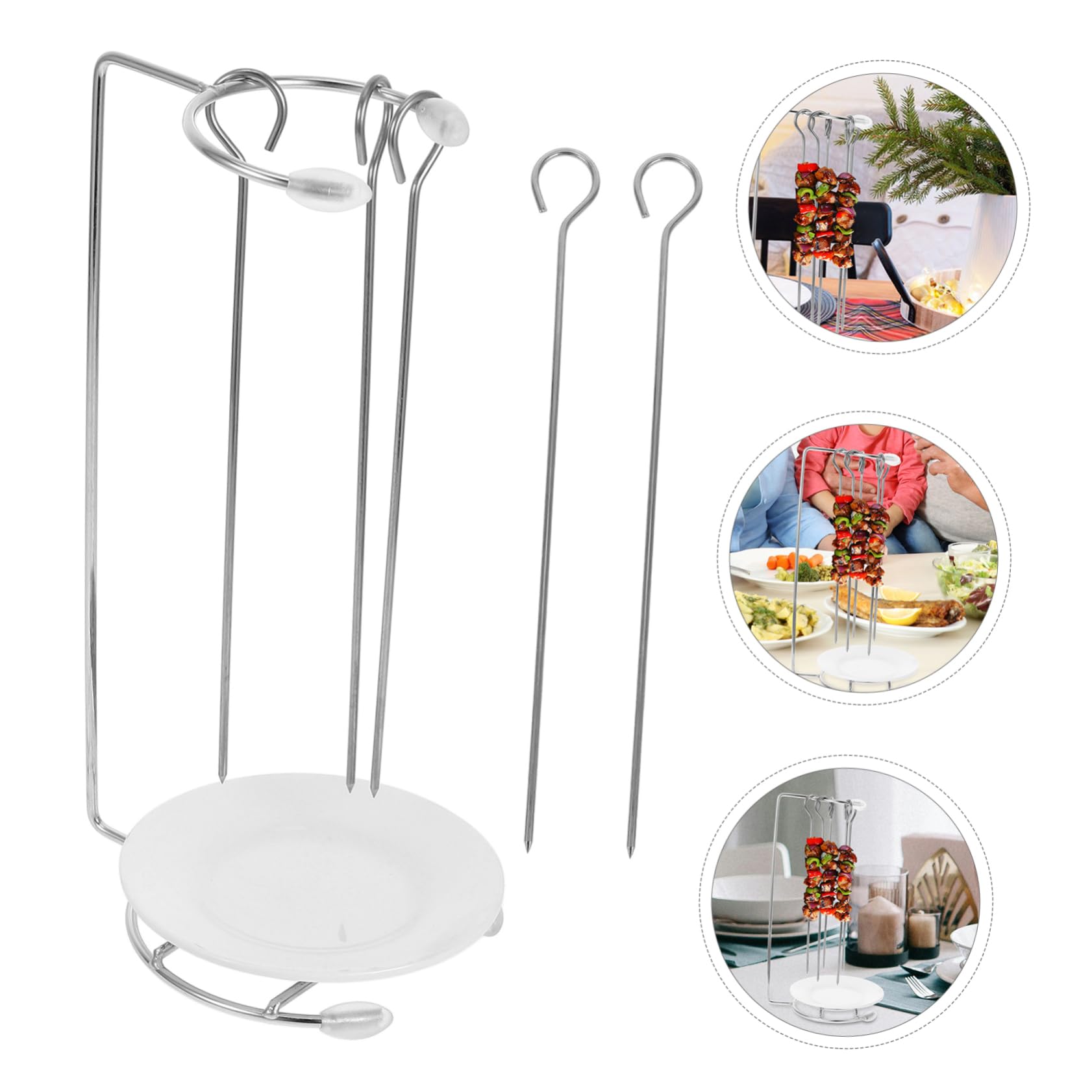 Supporto Facile Barbecue Inox Acciaio Spiedini per in e with Design da Riporre e Cottura Uniforme, per Picnic e Campeggio All'aperto